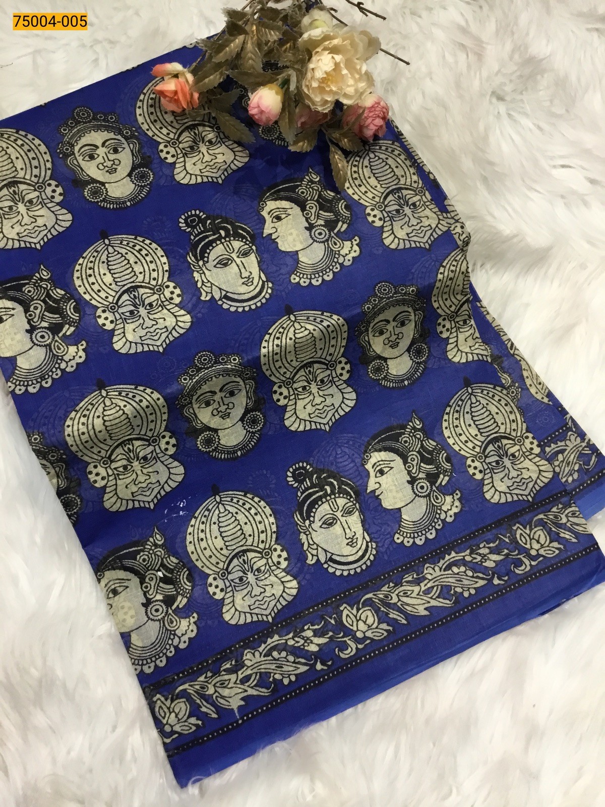 Blue Voil cotton printed sarees