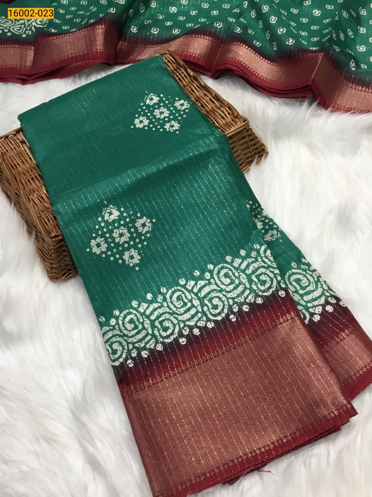 Green Rekko silk printed sarees