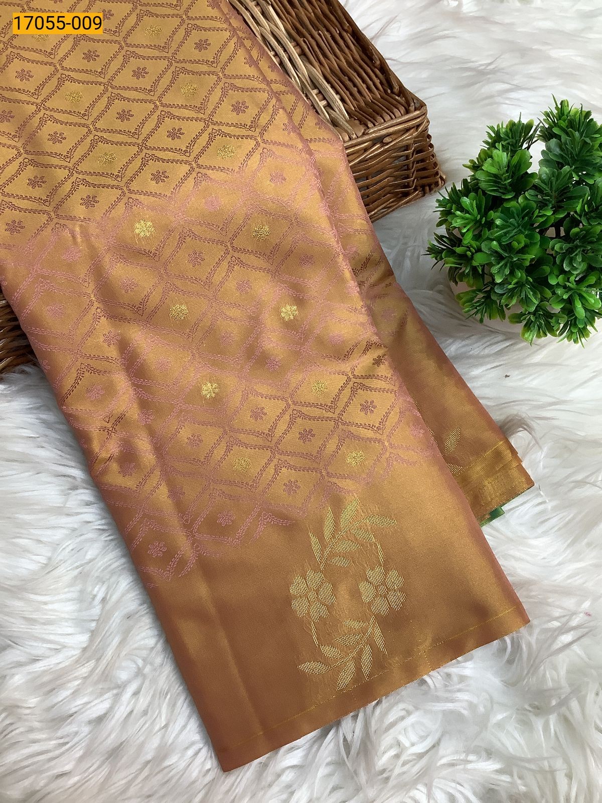 Sandal Kanjivuram silk saree