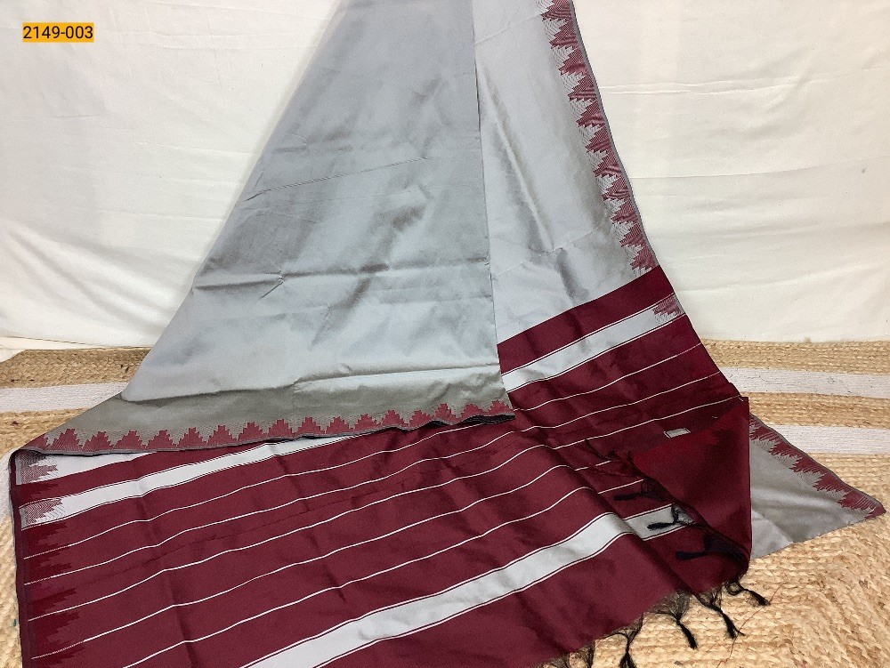 Sliver Thalampoo Raw Silk Saree