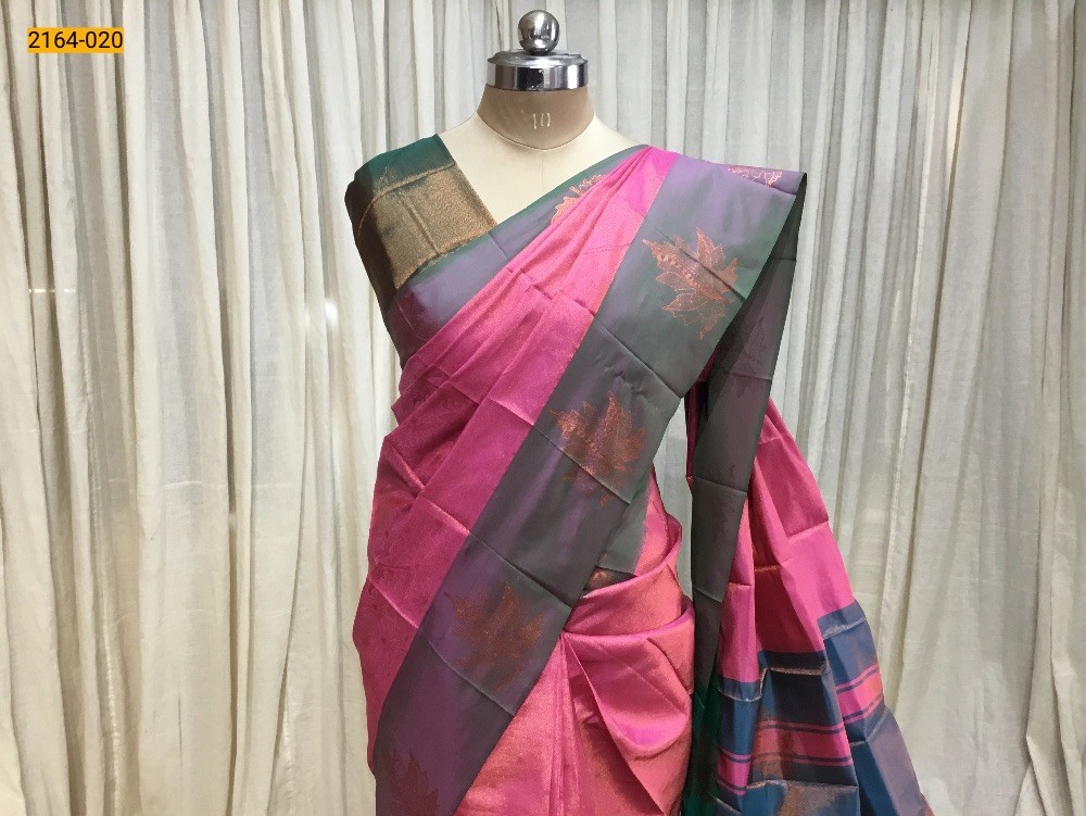 Pink Printed Tissue Soft silk saree