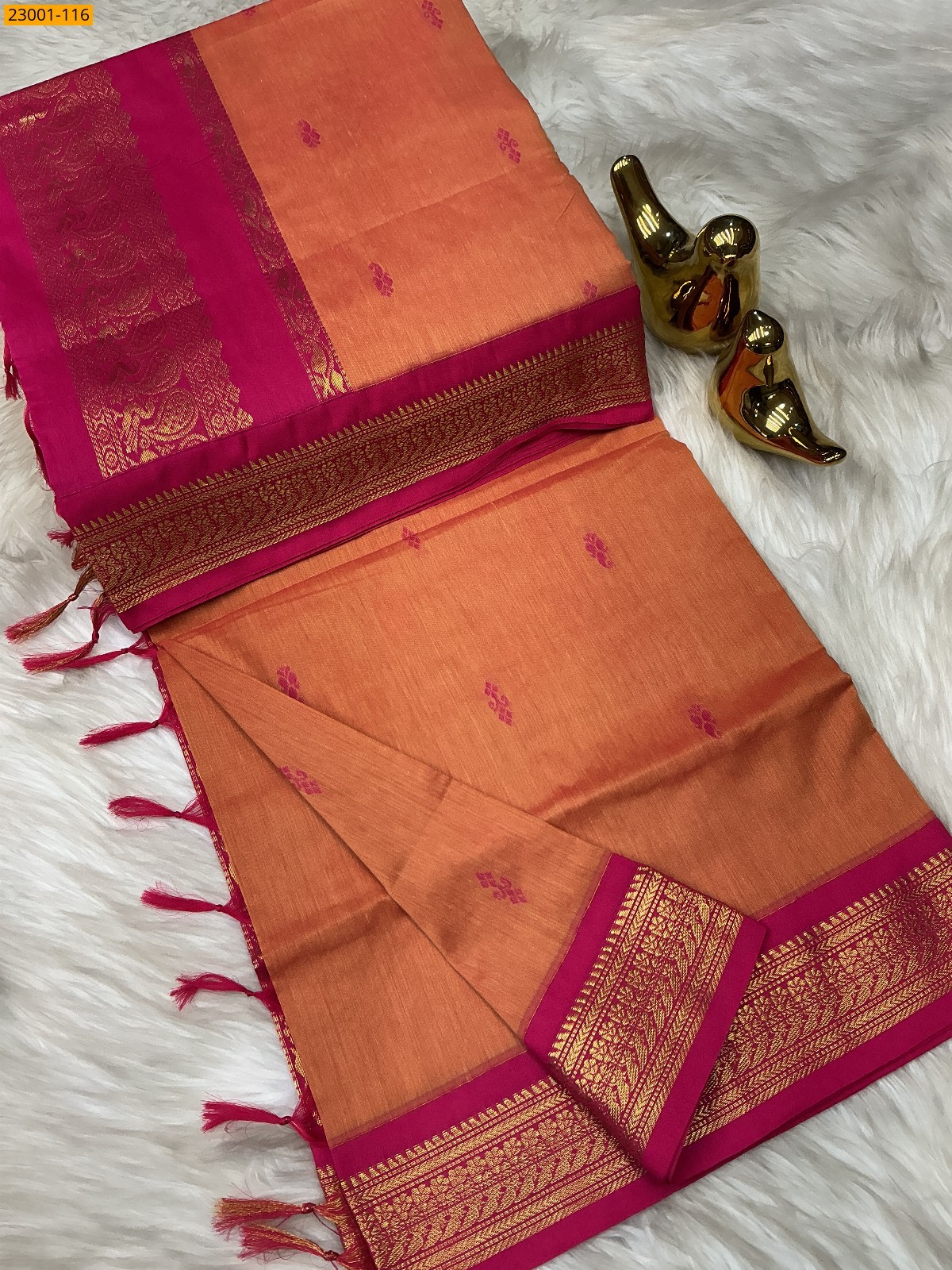 Kalyani cotton sarees - Light Orange
