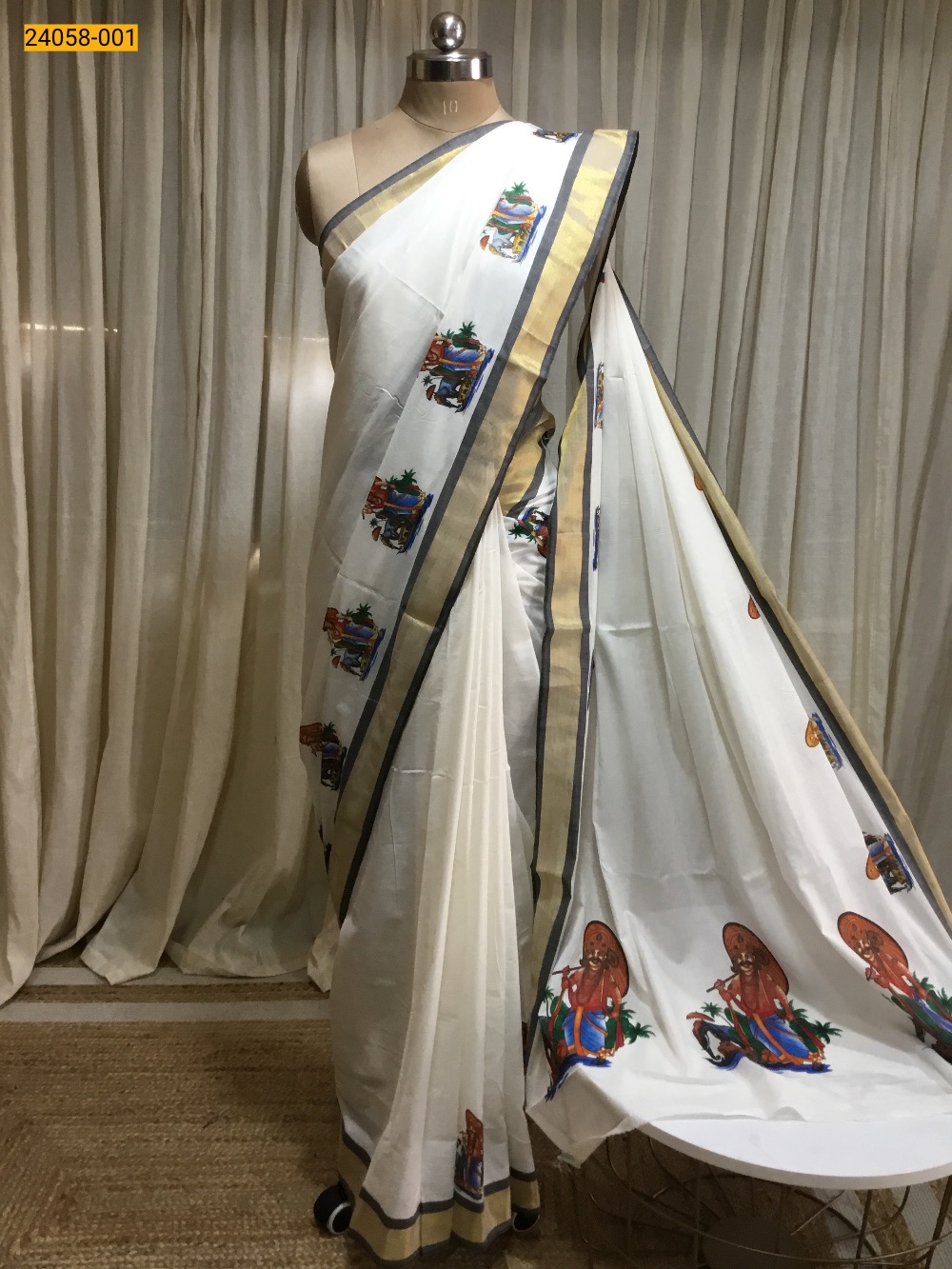 Kerala Asthri Mural Printed Cotton Saree
