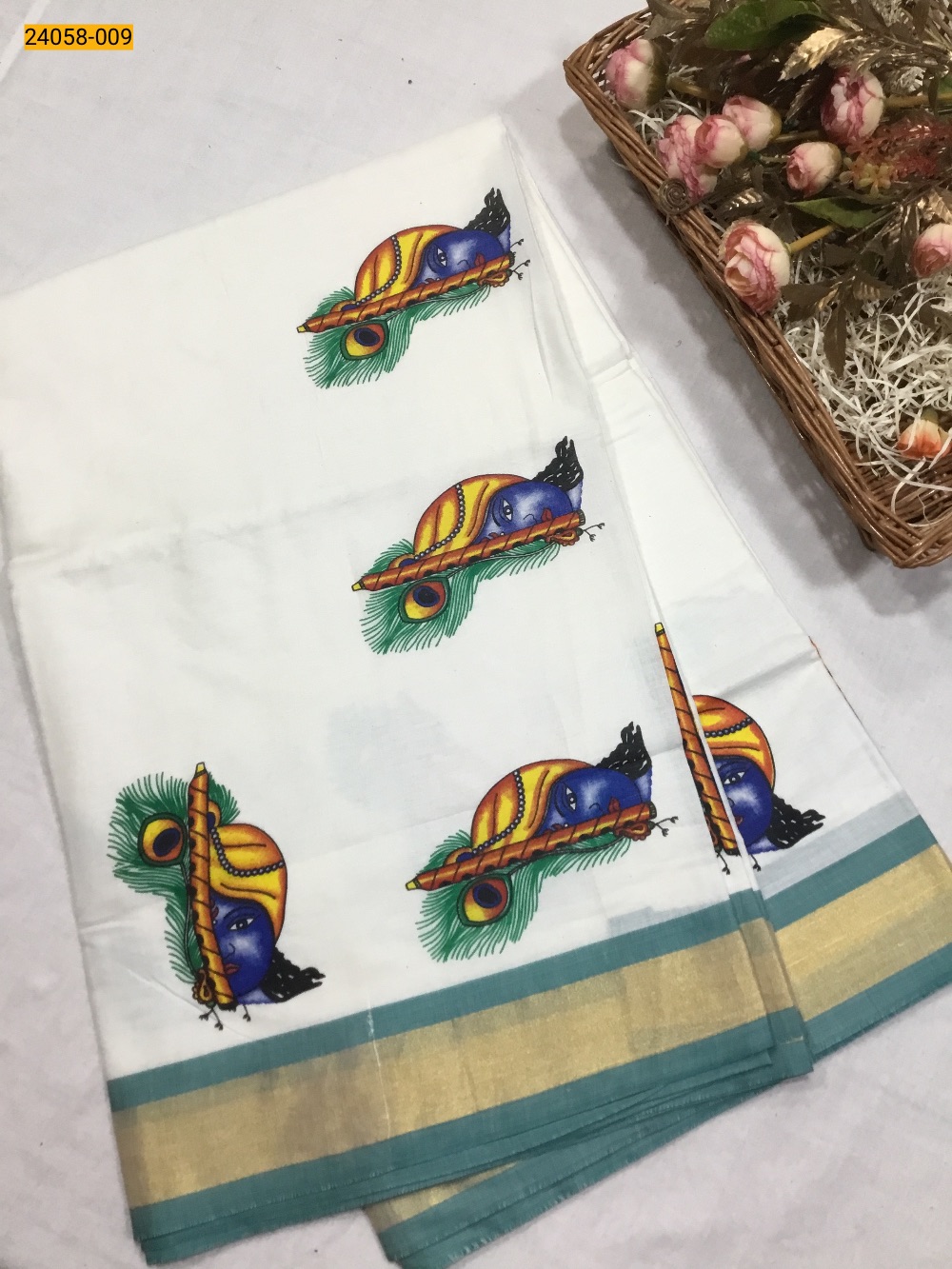 Kerala Asthri Mural Printed Cotton Saree Kerala Asthri Mural Printed Cotton Saree