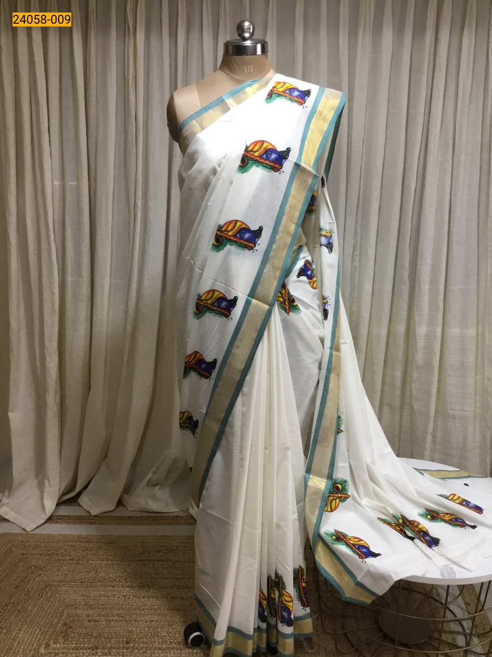 Kerala Asthri Mural Printed Cotton Saree
