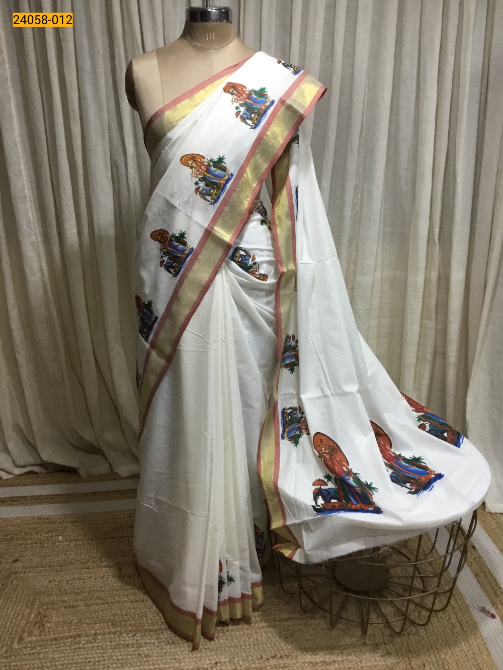 Kerala Asthri Mural Printed Cotton Saree