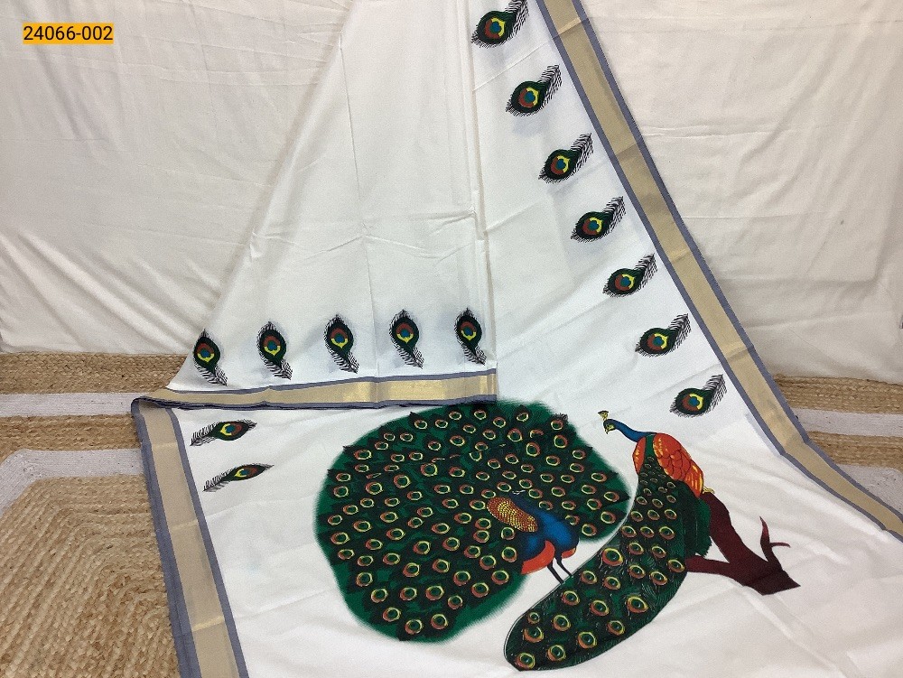 Kerala Mural Printed Cotton Saree