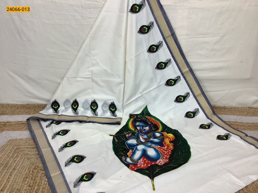 Kerala Mural Printed Cotton Saree