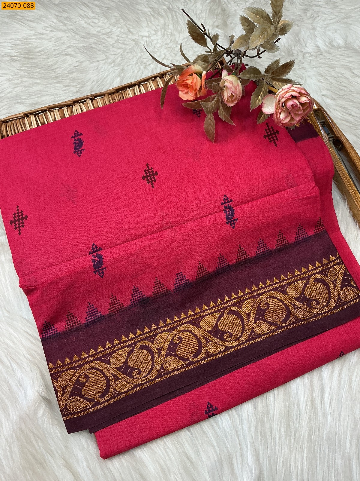 Rose Sungudi Pure Cotton Saree