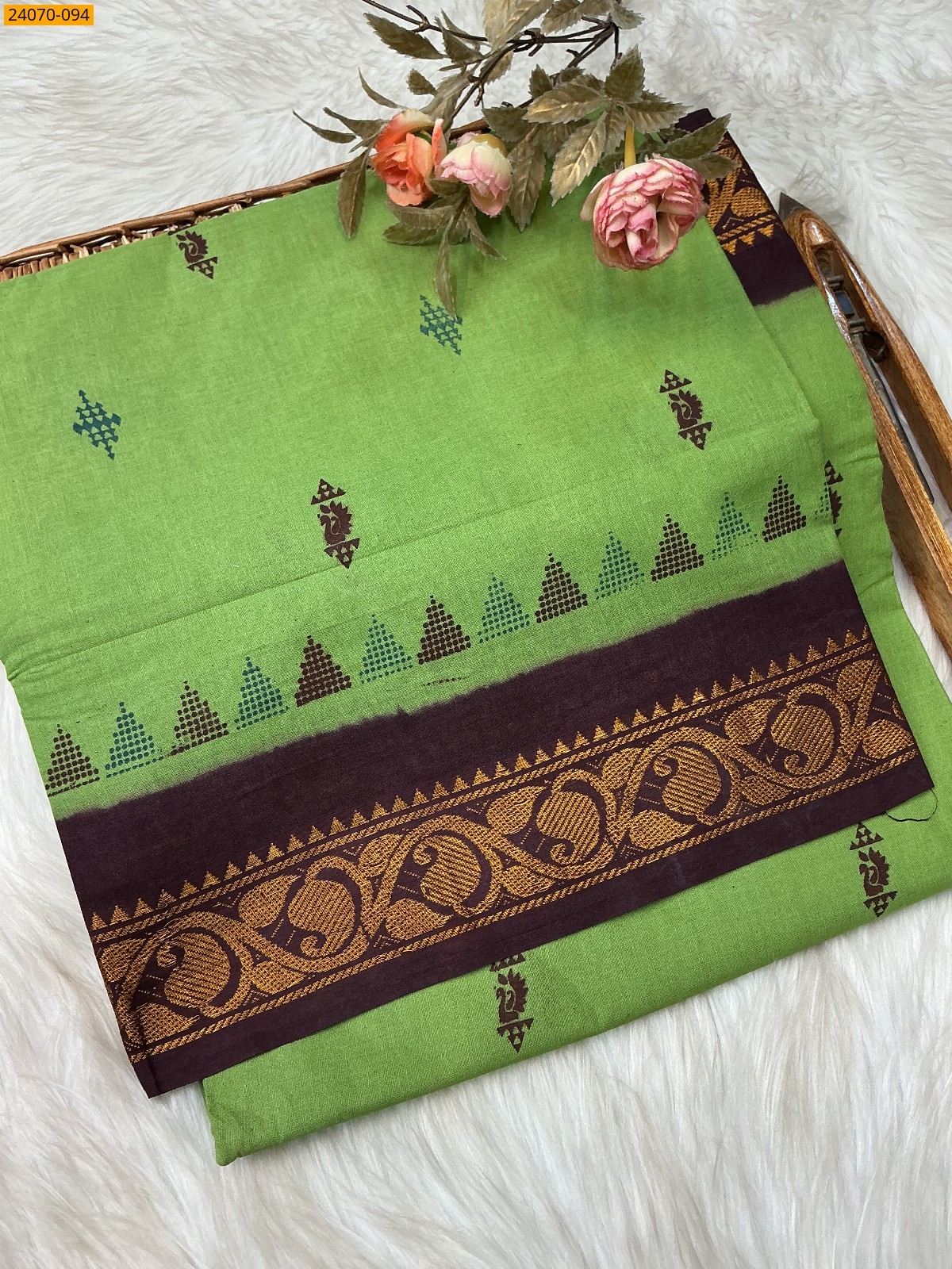 Green Sungudi Pure Cotton Saree