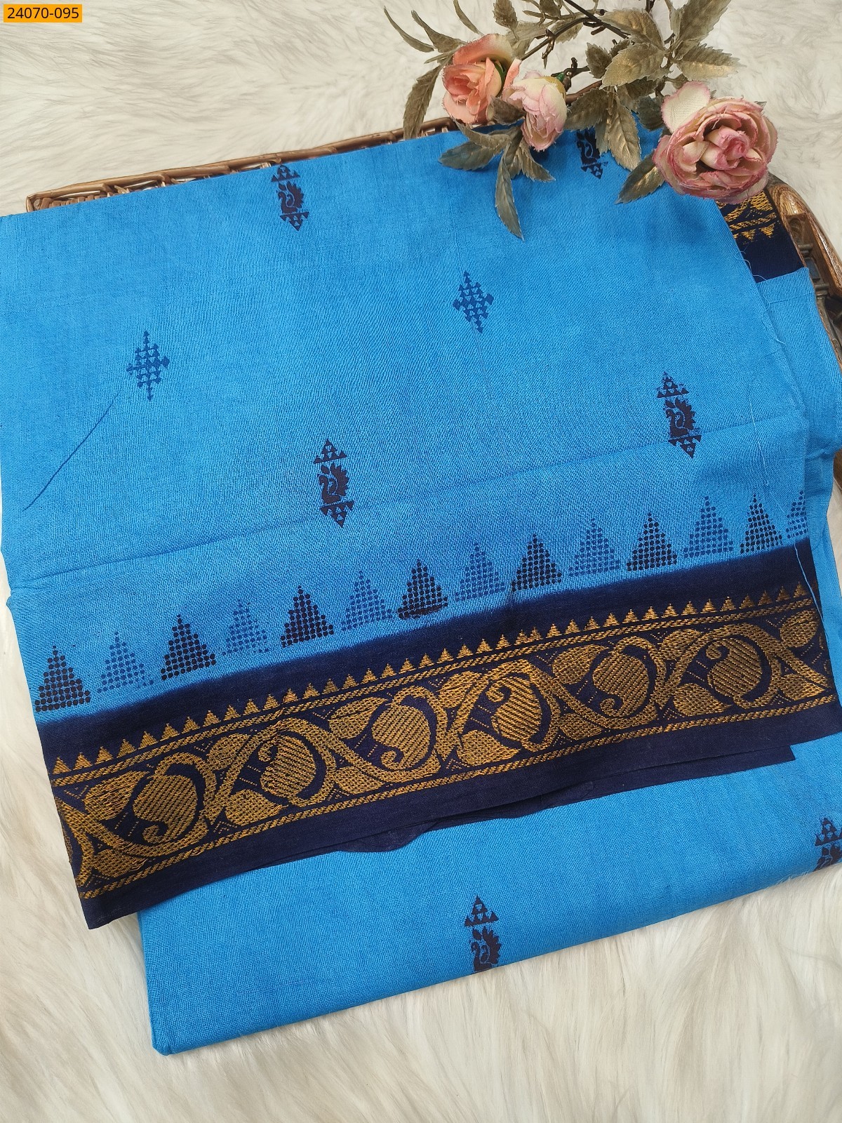 Blue Sungudi Pure Cotton Saree