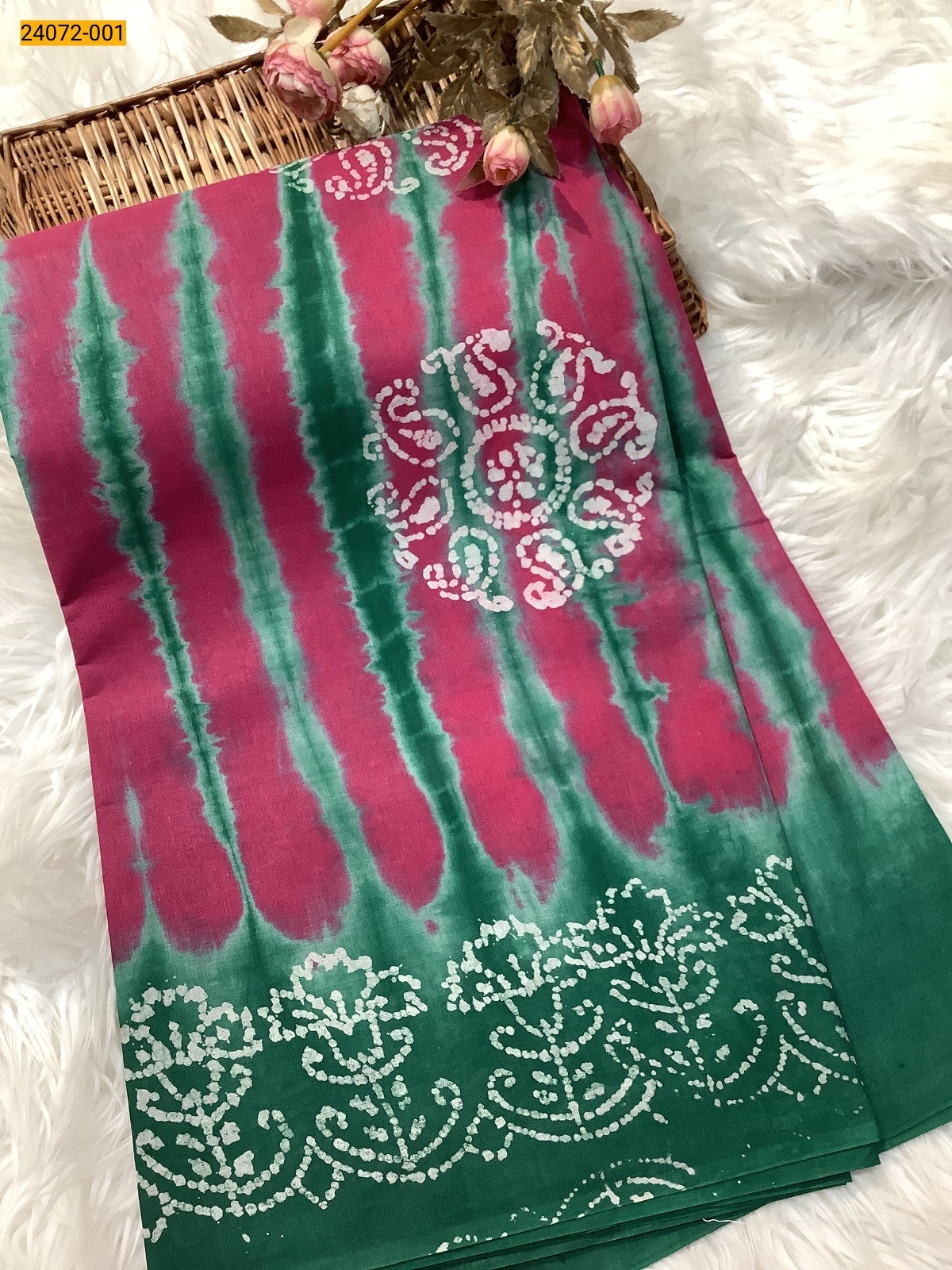 Pink Batik Soft Cotton Saree