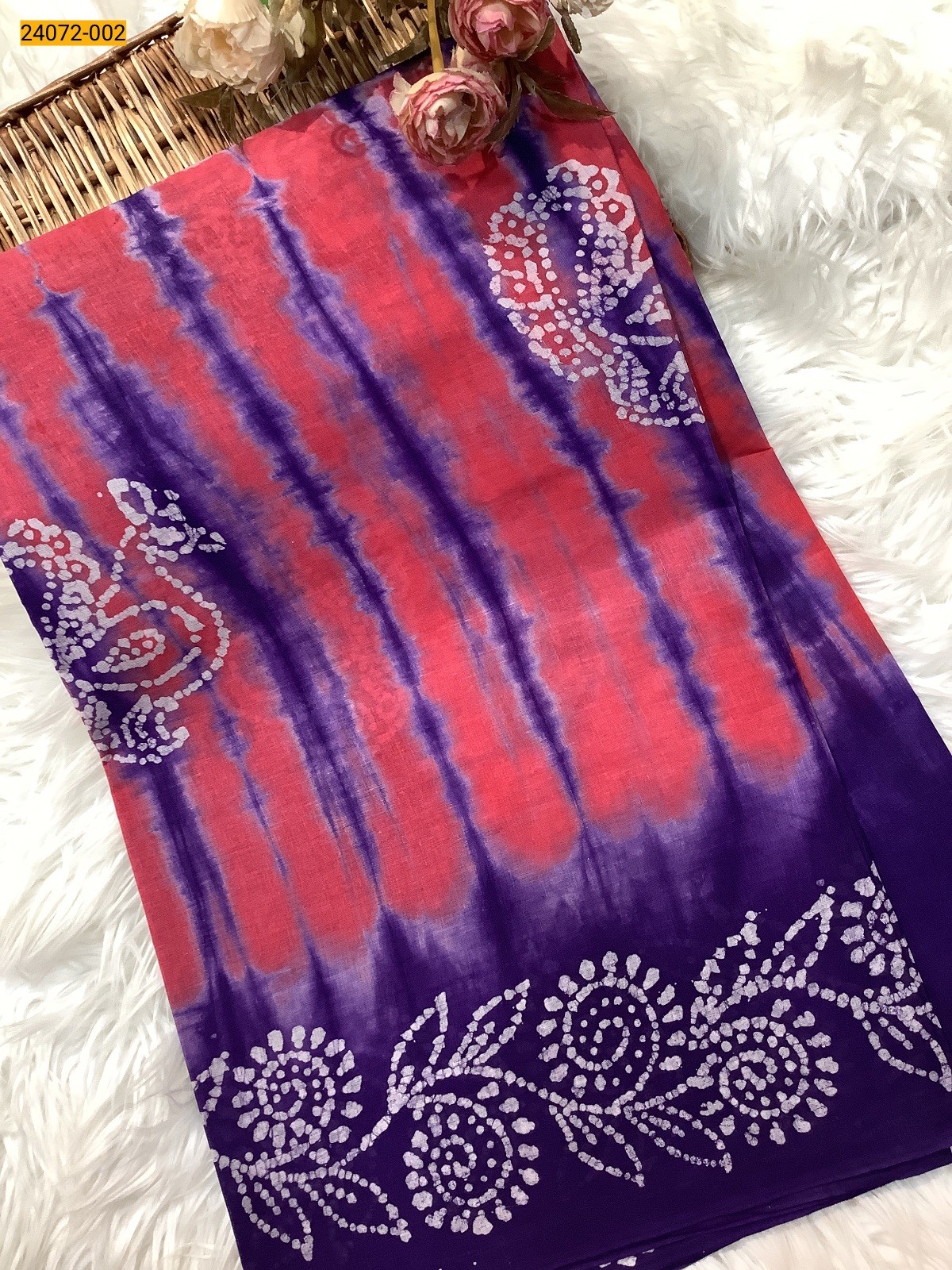 Violet Batik Soft Cotton Saree