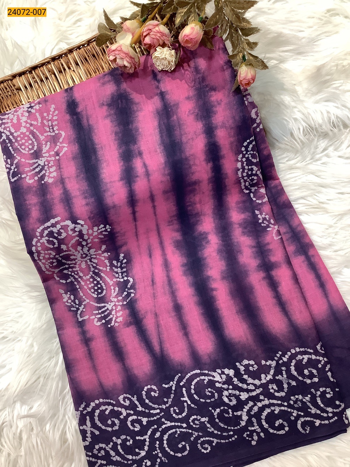 Light Pink Batik Soft Cotton Saree