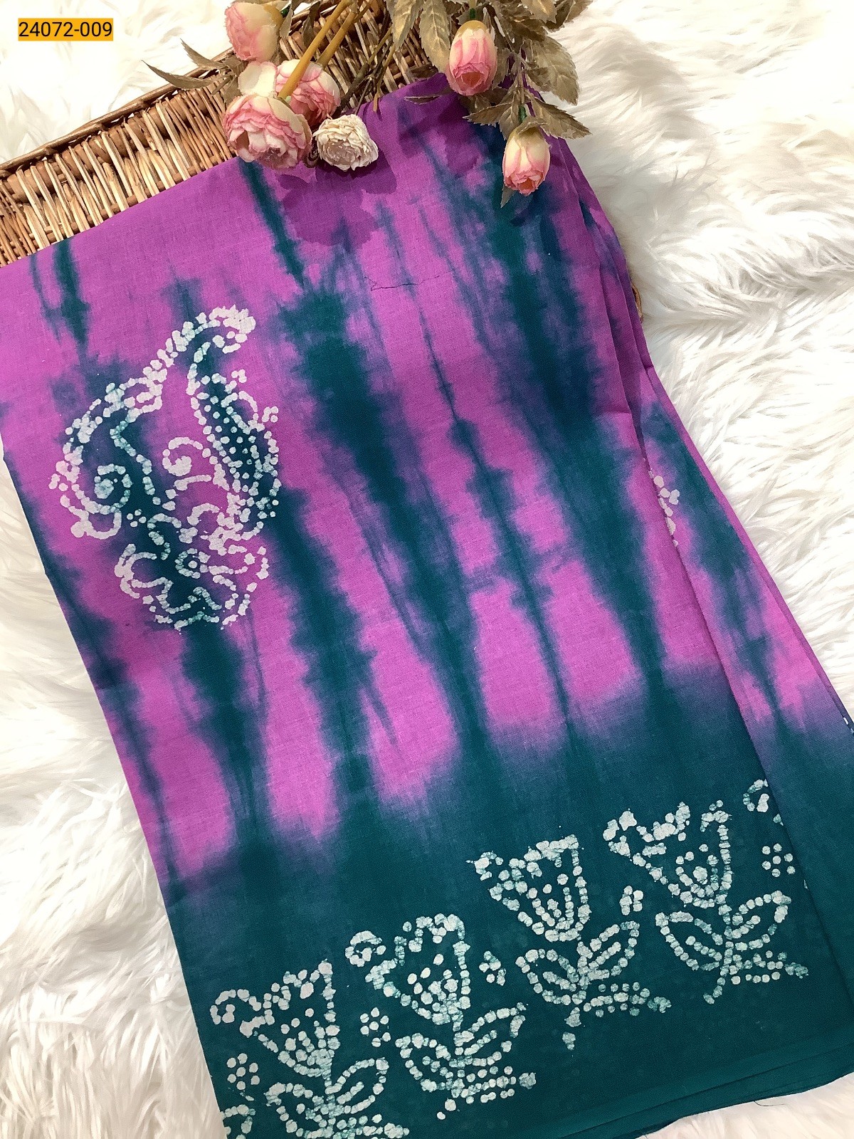 Pink Batik Soft Cotton Saree