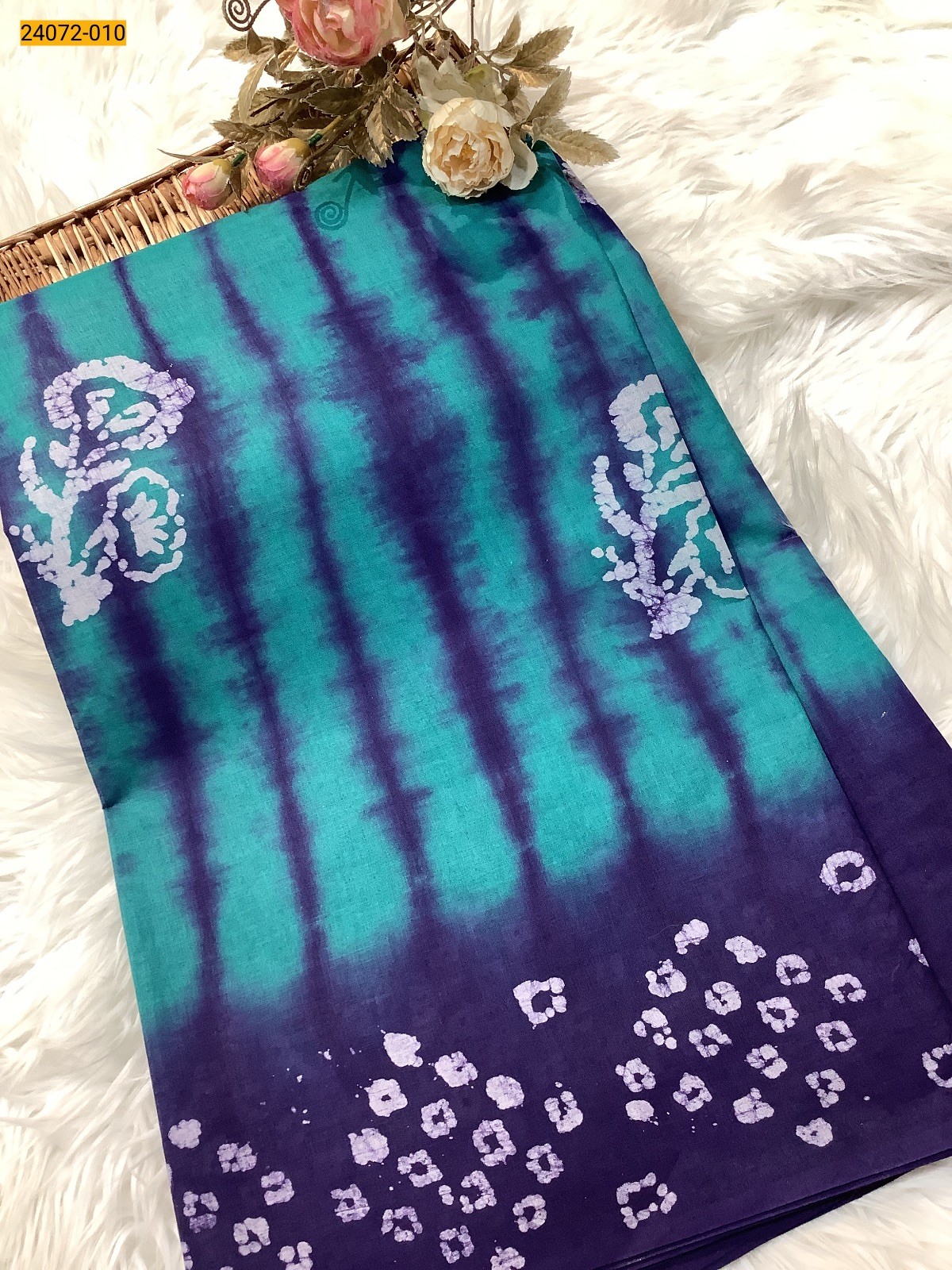 Green Batik Soft Cotton Saree