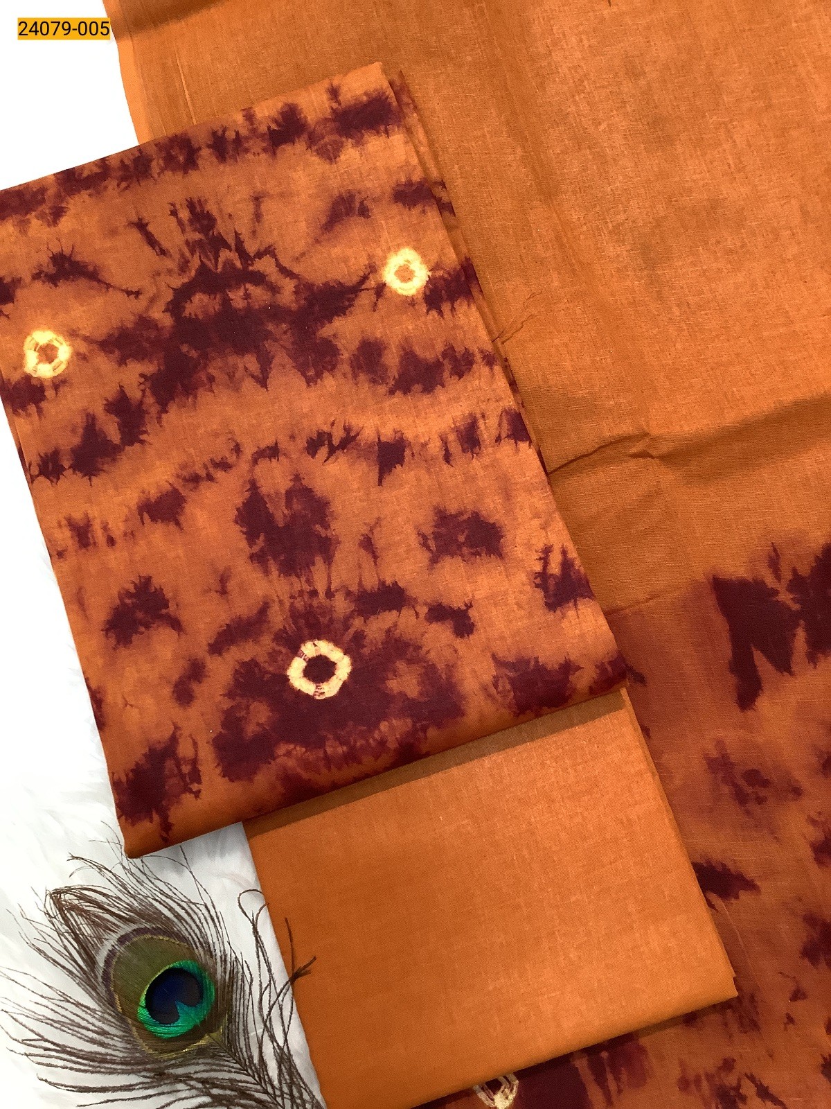 Orange With Red Handloom Pure Cotton Salwar Suit Material