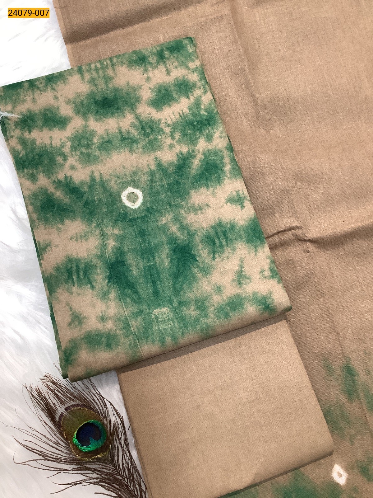 Green With Sandal Handloom Pure Cotton Salwar Suit Material