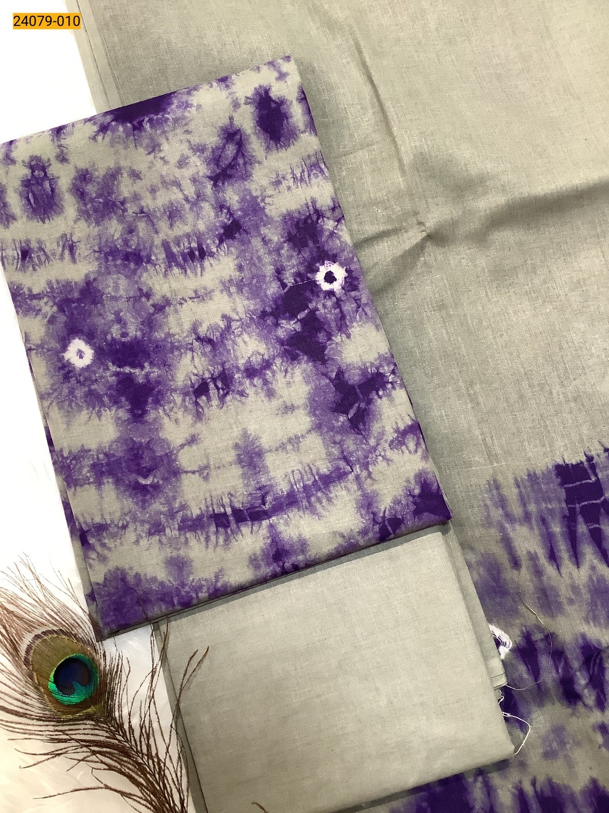 Violet With Gray Handloom Pure Cotton Salwar Suit Material