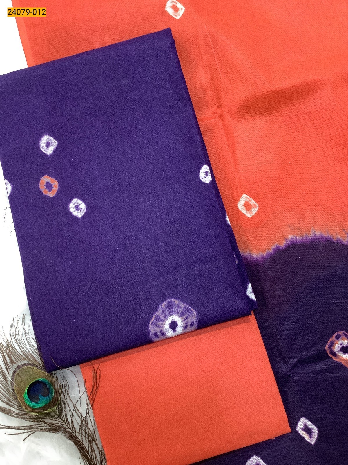 Violet With Orange Handloom Pure Cotton Salwar Suit Material