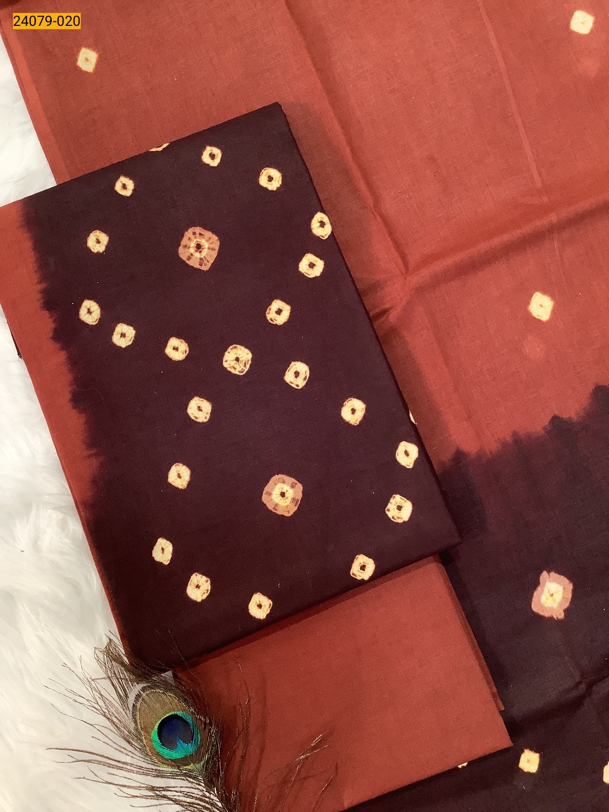 Maroon With Brown Handloom Pure Cotton Salwar Suit Material