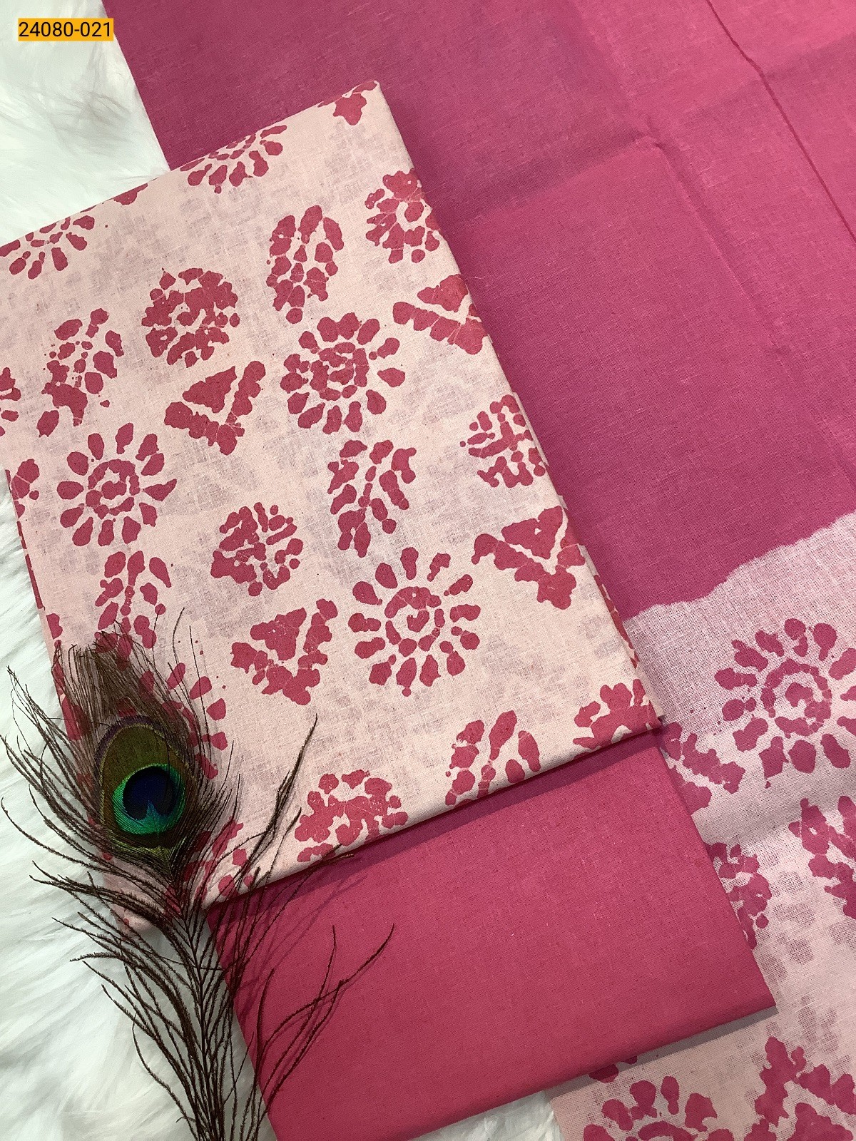 Pink Unstitched Salwar Suit Material
