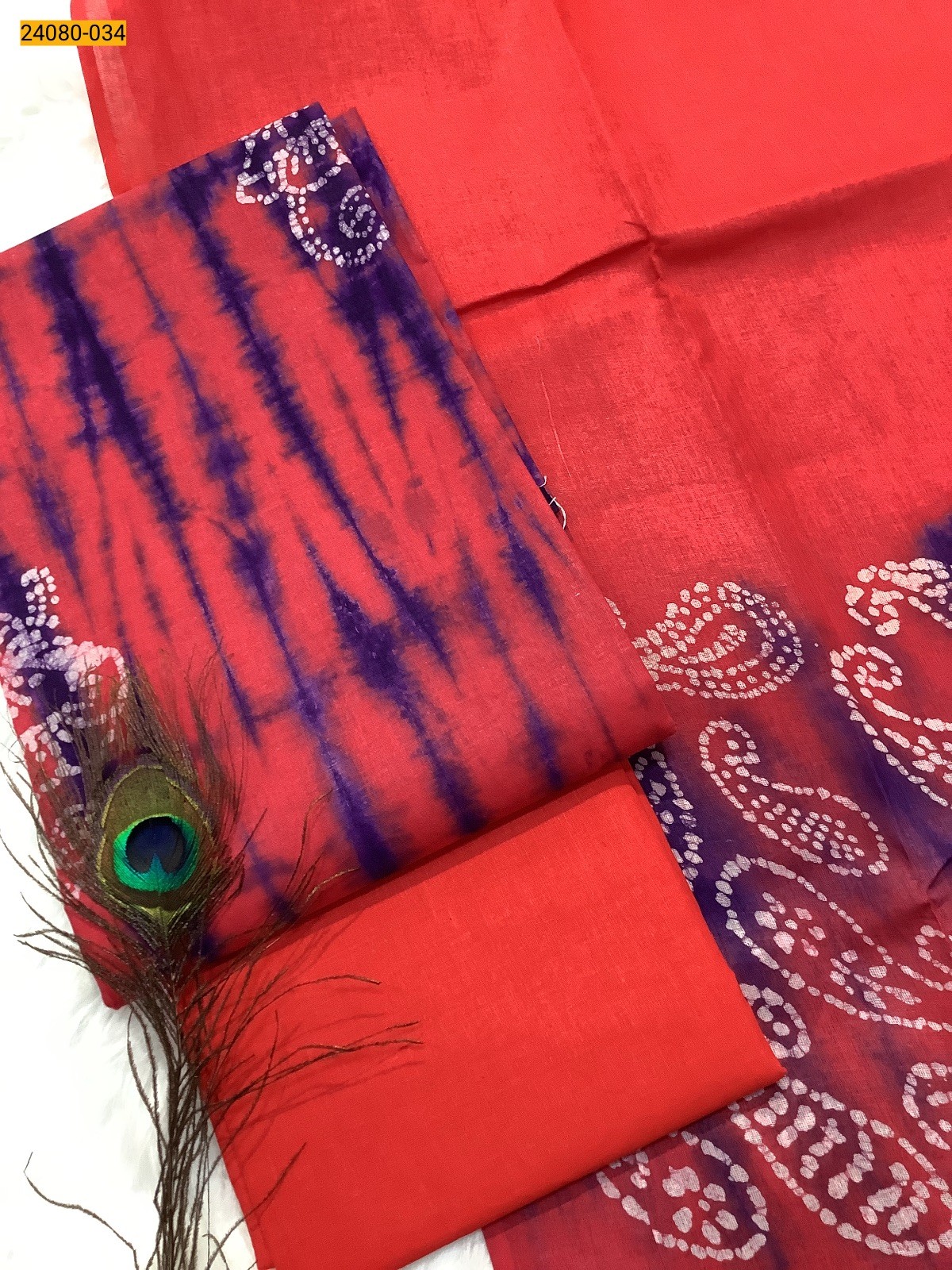 Orange Unstitched Salwar Suit Material