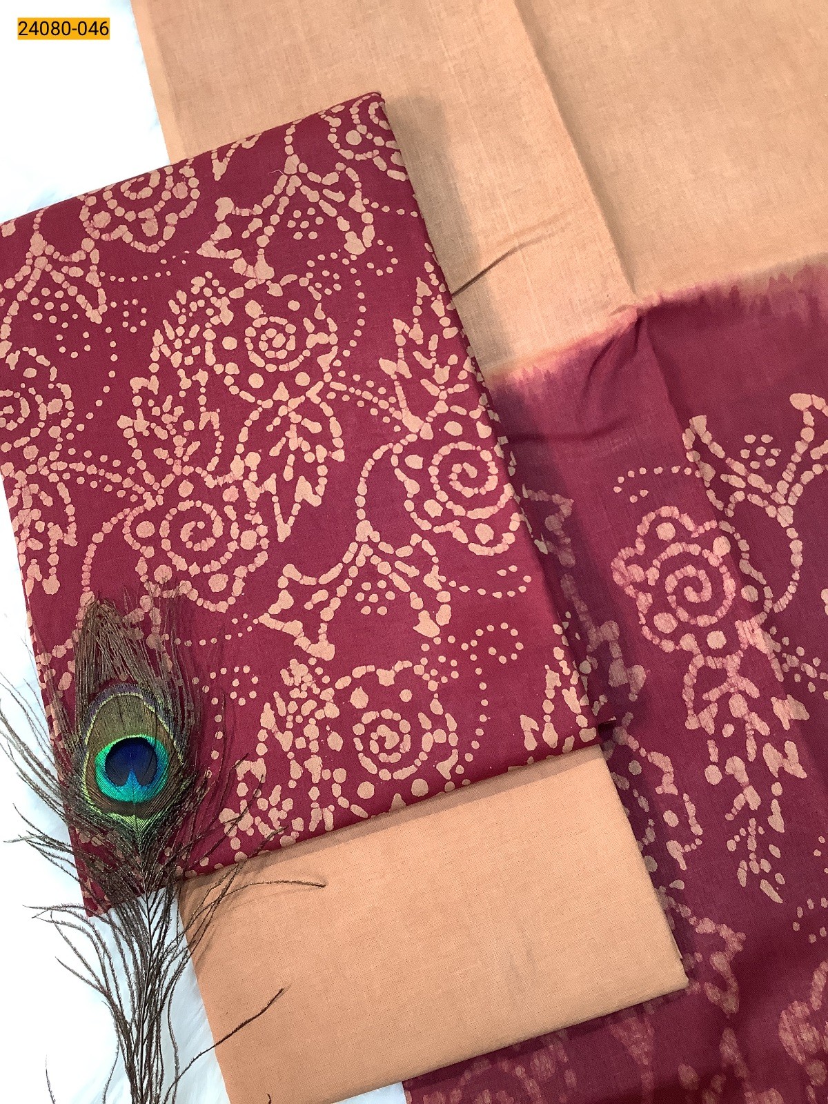 Red Unstitched Salwar Suit Material