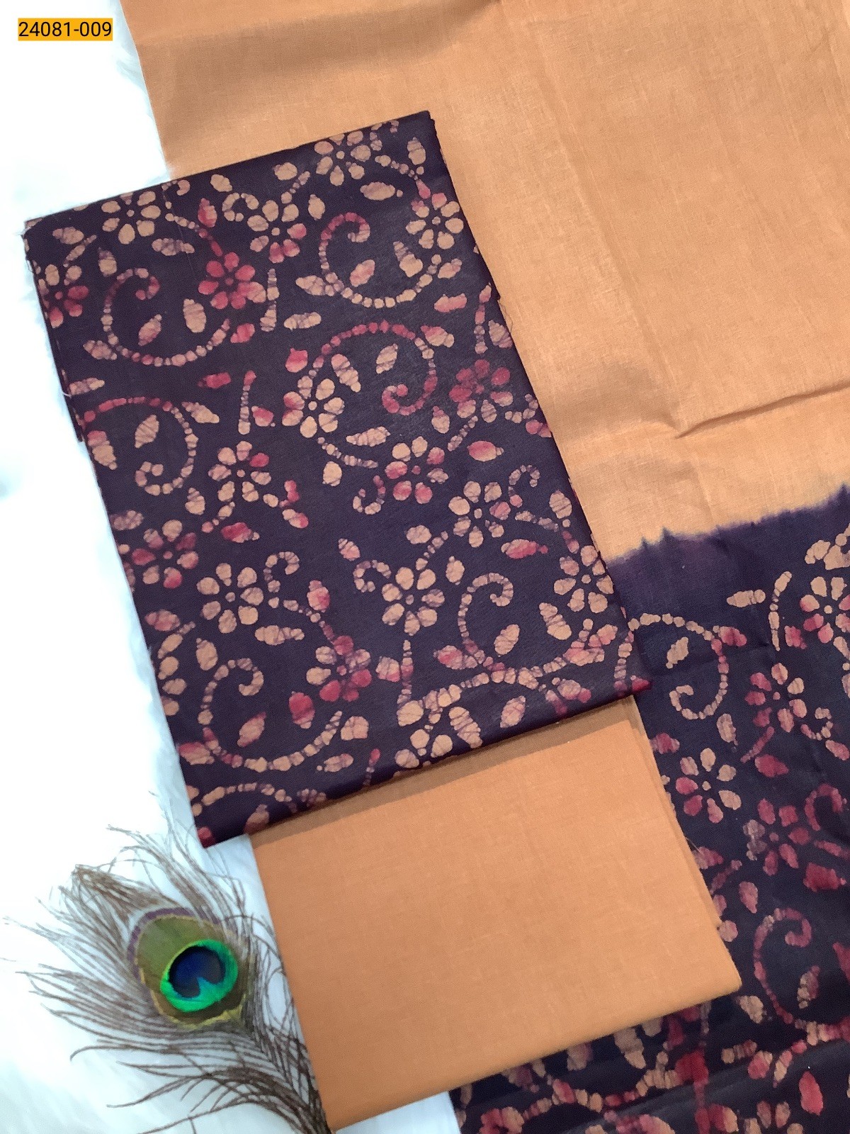 Maroon with brown Unstitched Salwar Suit Material