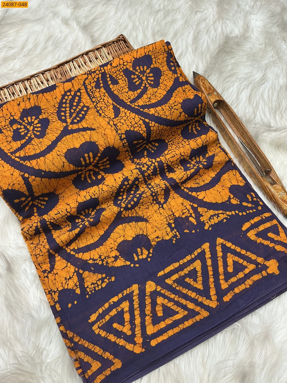Yellow Batik Print Cotton sarees