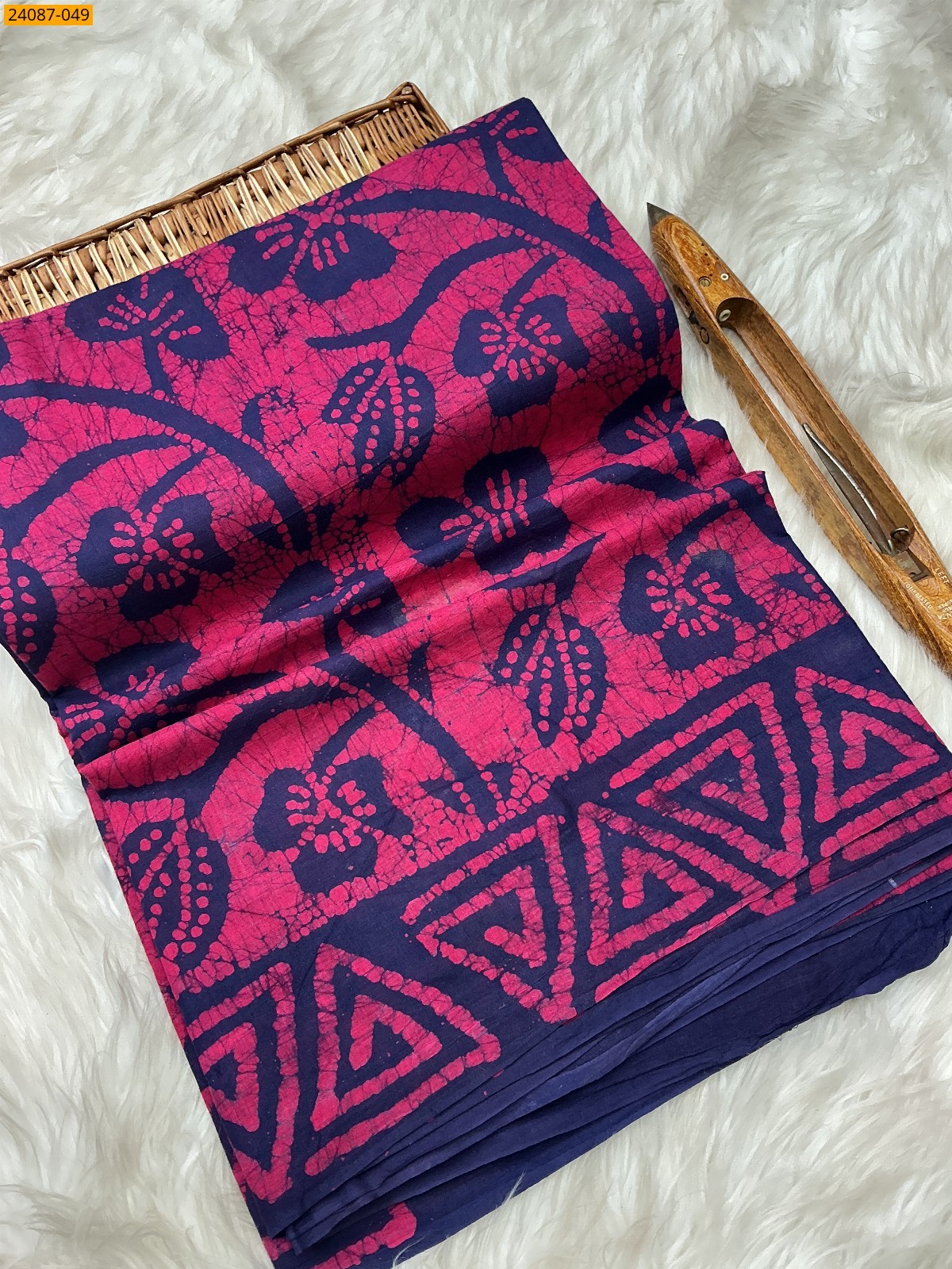 Navy Blue Batik Print Cotton sarees