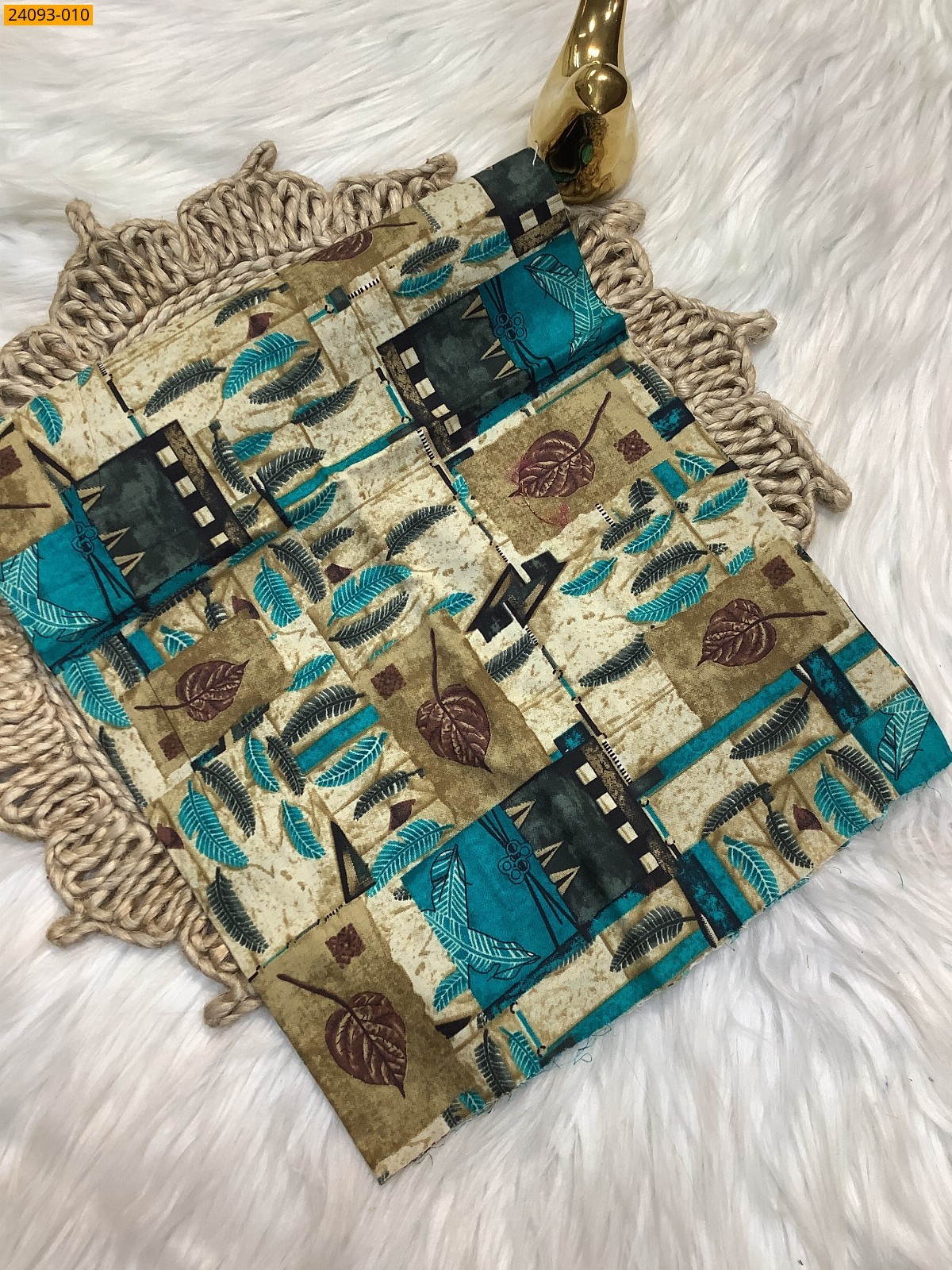 Blue Printed and brocade blouse material