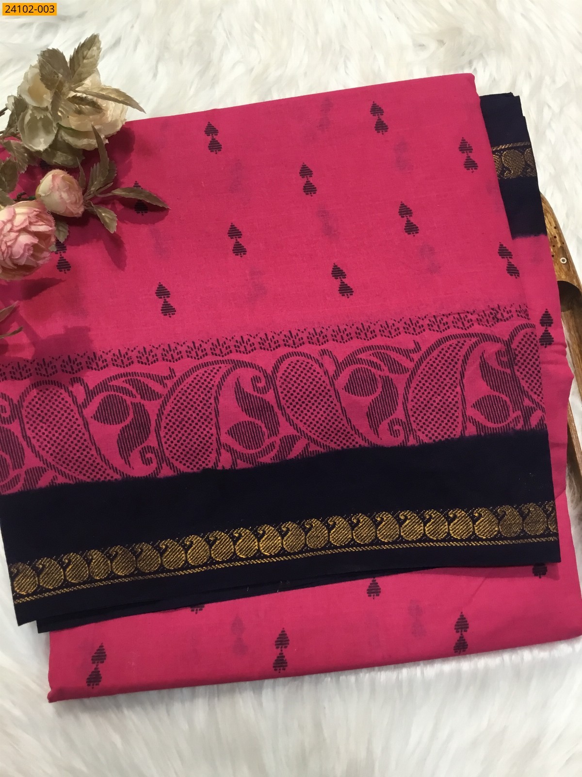 Pink Sungudi Cotton Printed Saree