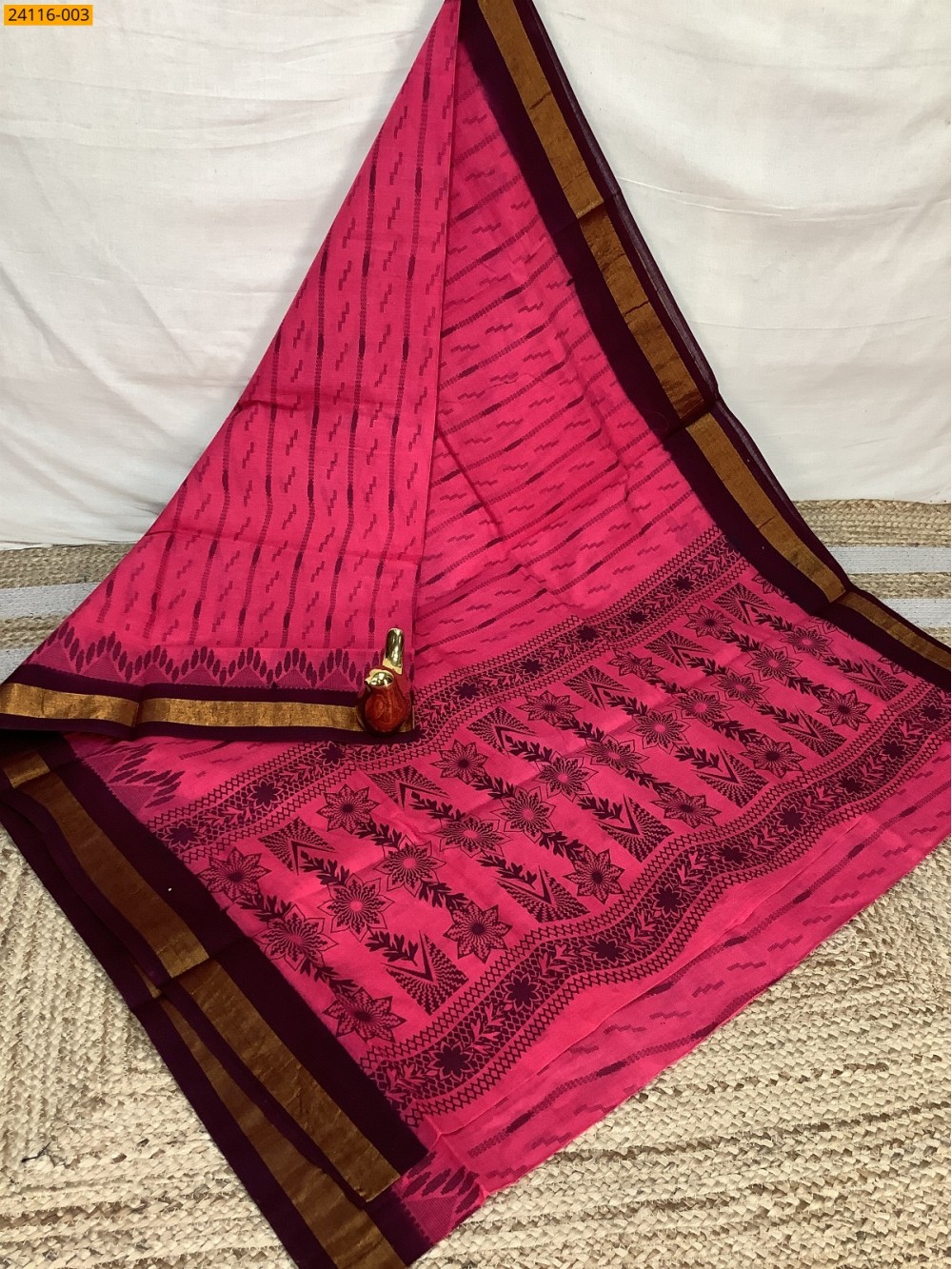 Rose Sungudi Cotton Printed Saree Rose Sungudi Cotton Printed Saree