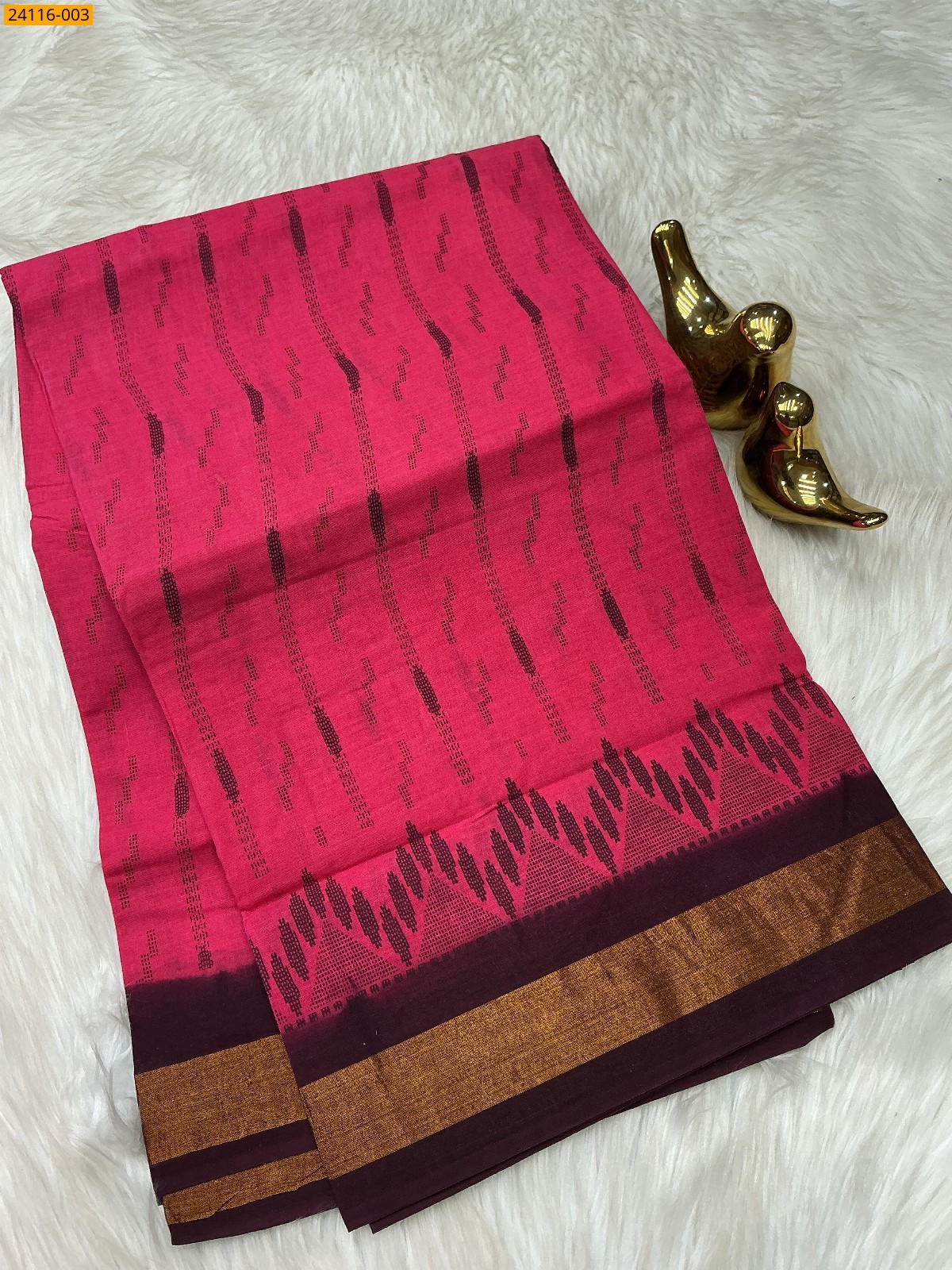Rose Sungudi Cotton Printed Saree