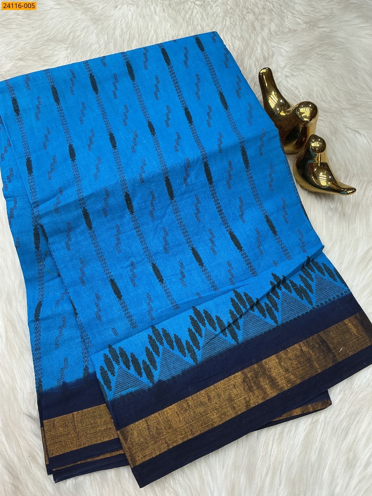 Blue Sungudi Cotton Printed Saree