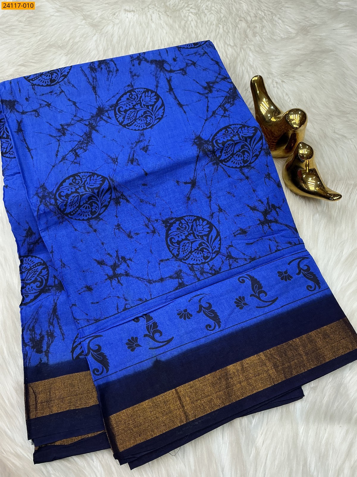 Royal Blue Sungudi Cotton printed saree