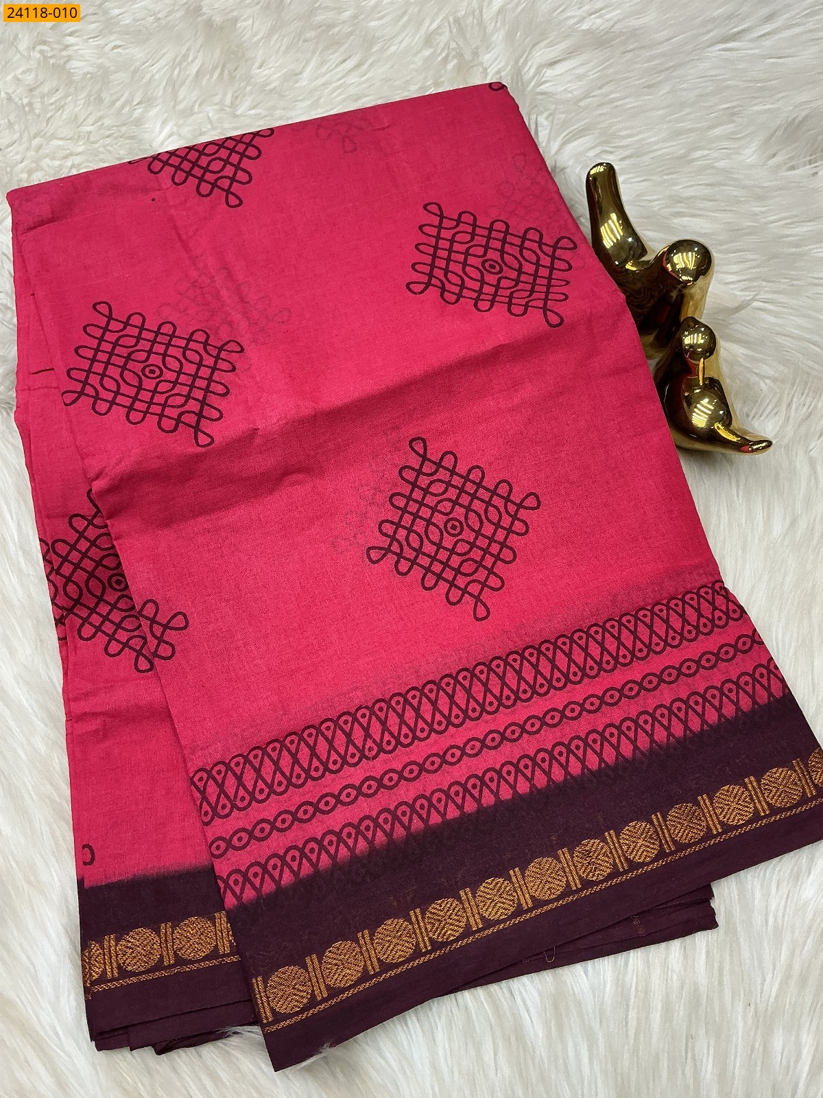 Rose Sungudi Cotton Printed Saree
