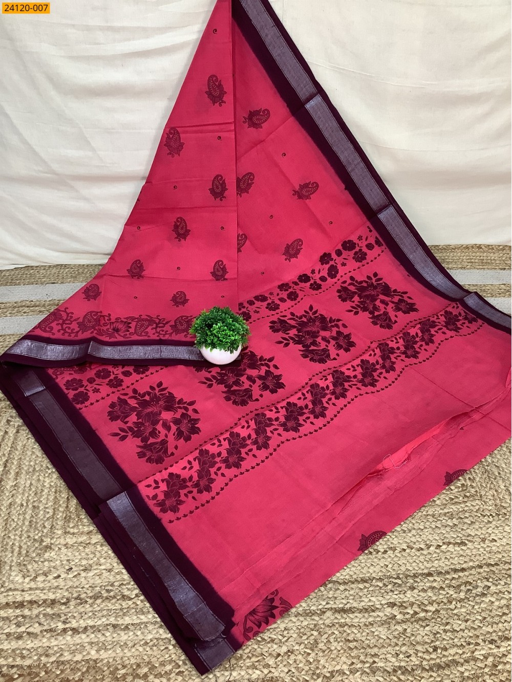 Rose Sungudi cotton printed sarees Rose Sungudi cotton printed sarees