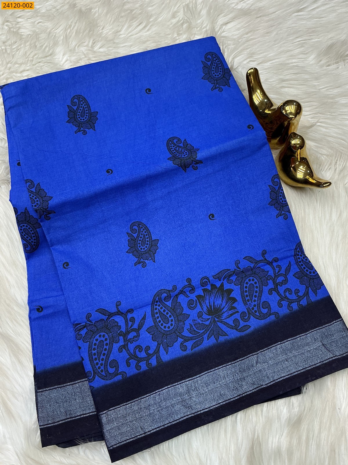 Royal Blue Sungudi cotton printed sarees