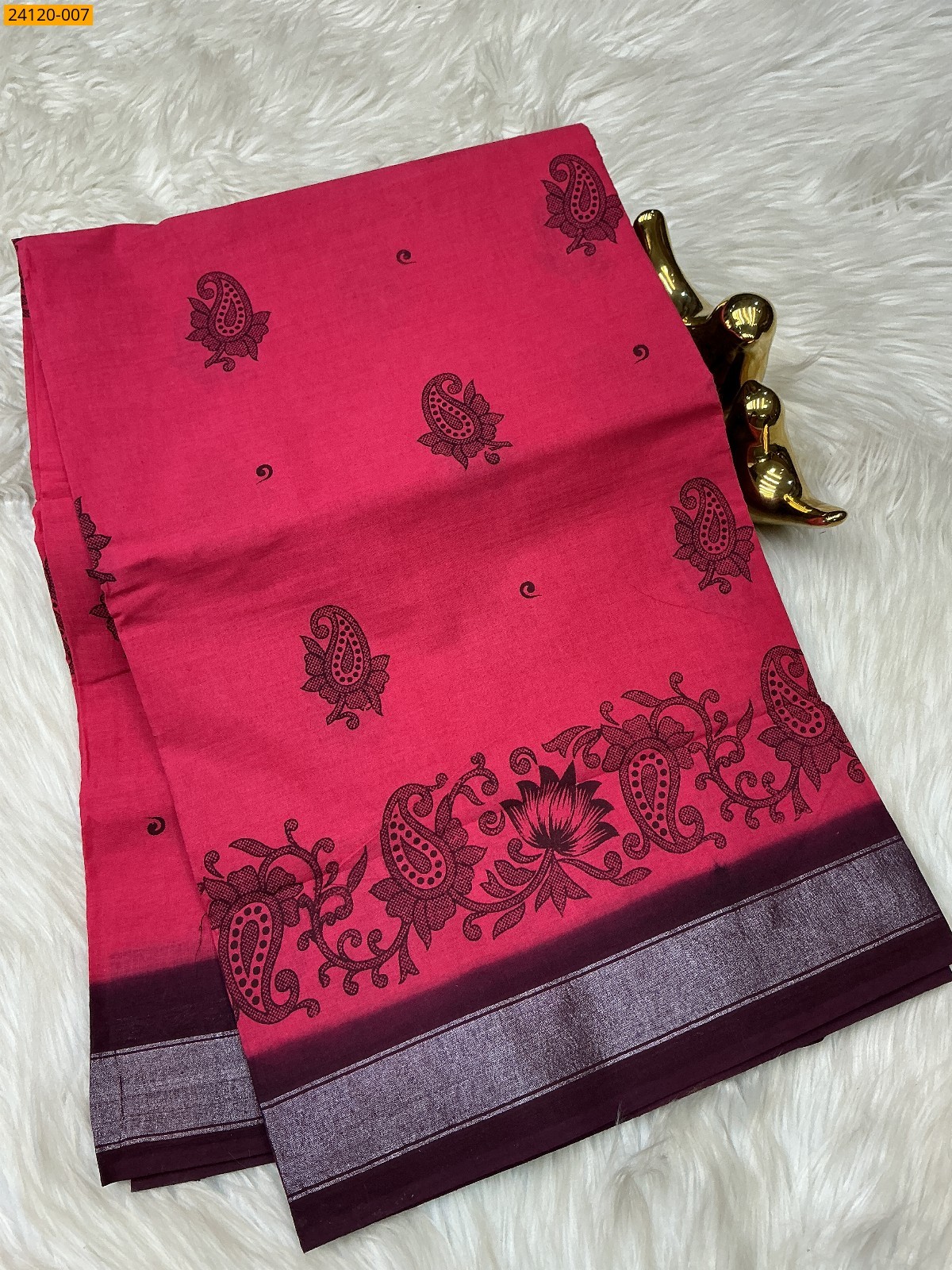 Rose Sungudi cotton printed sarees