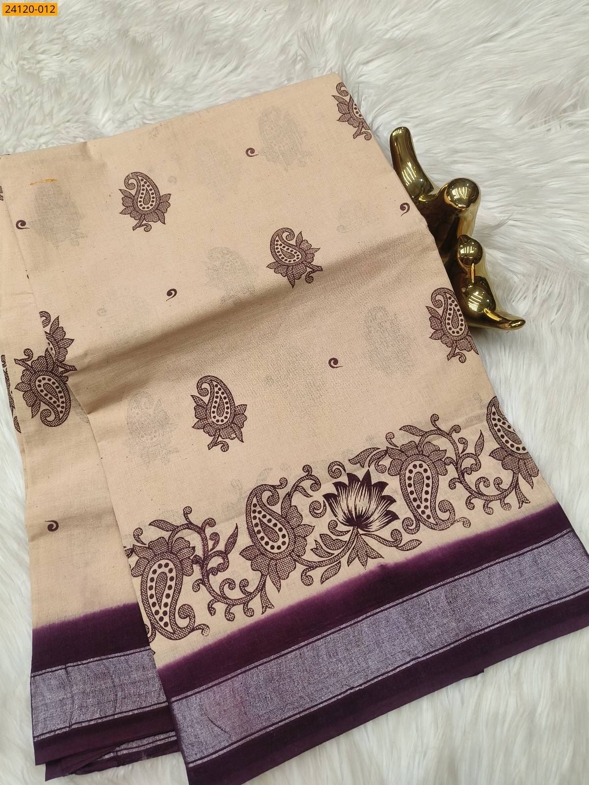 Half White Sungudi cotton printed sarees