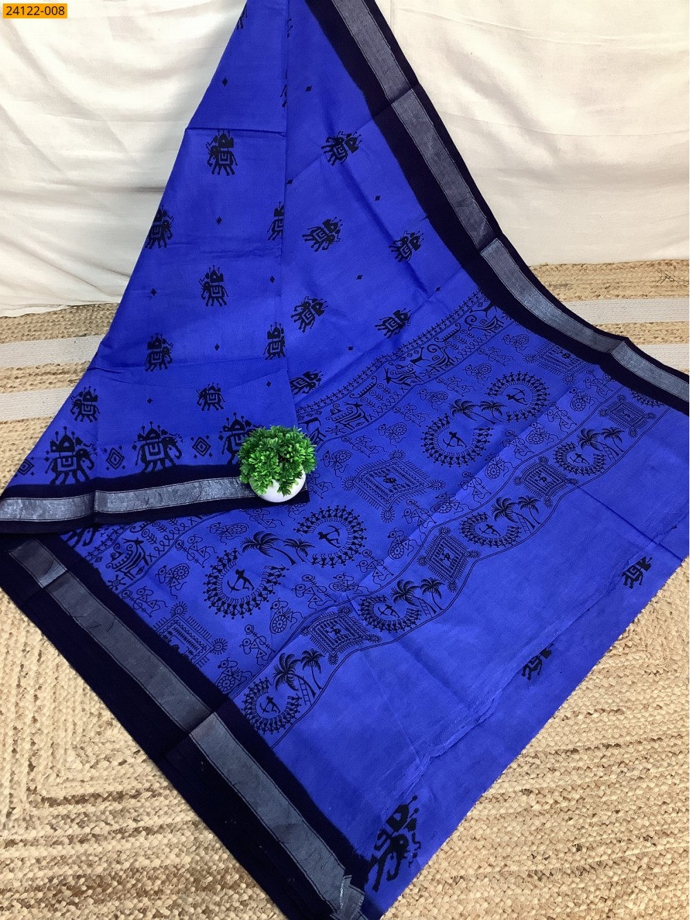 Royal Blue Sungudi cotton printed sarees Royal Blue Sungudi cotton printed sarees