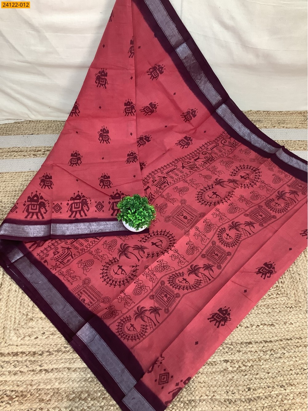 Pink Sungudi cotton printed sarees Pink Sungudi cotton printed sarees