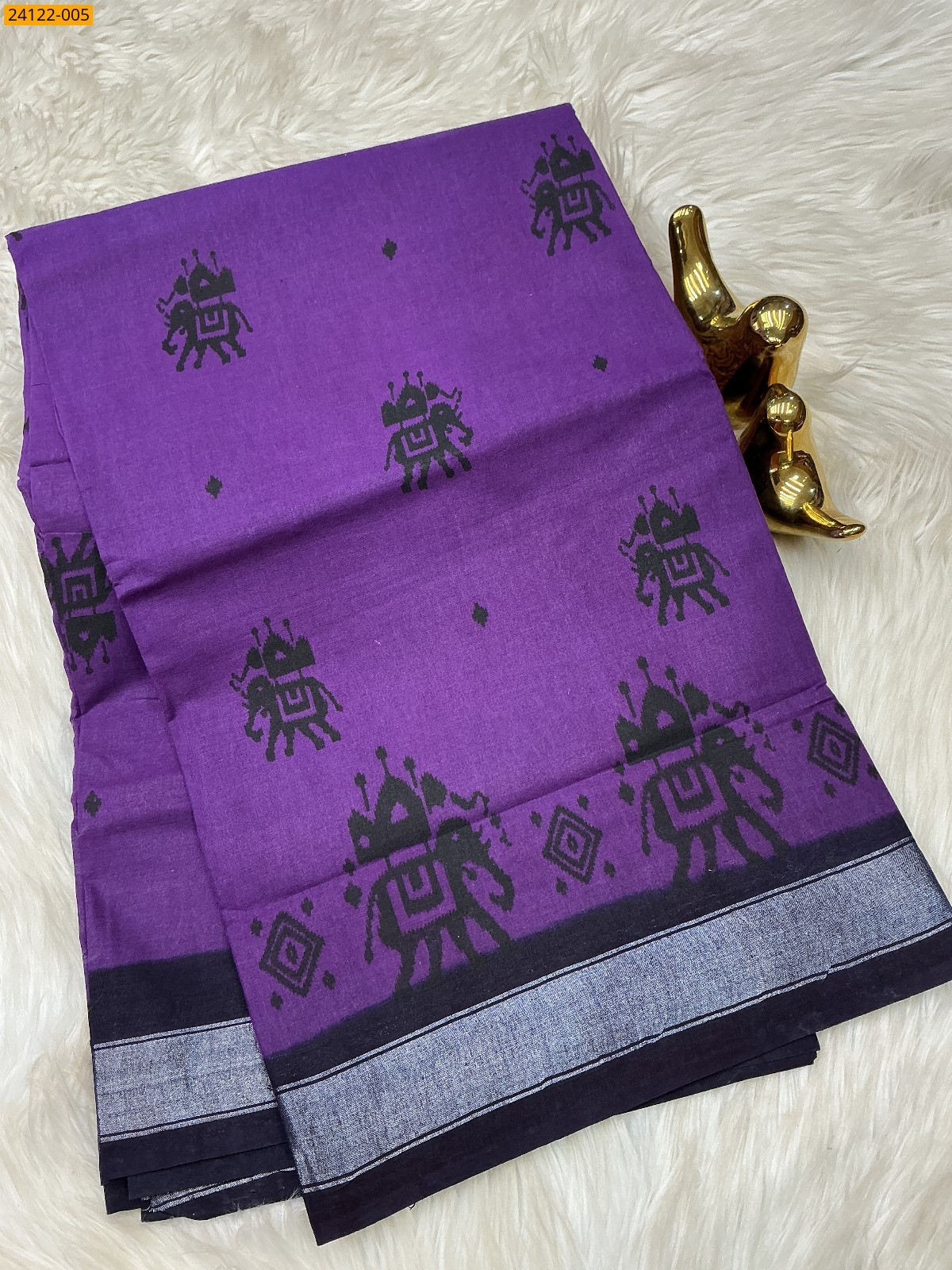 Purple Sungudi cotton printed sarees