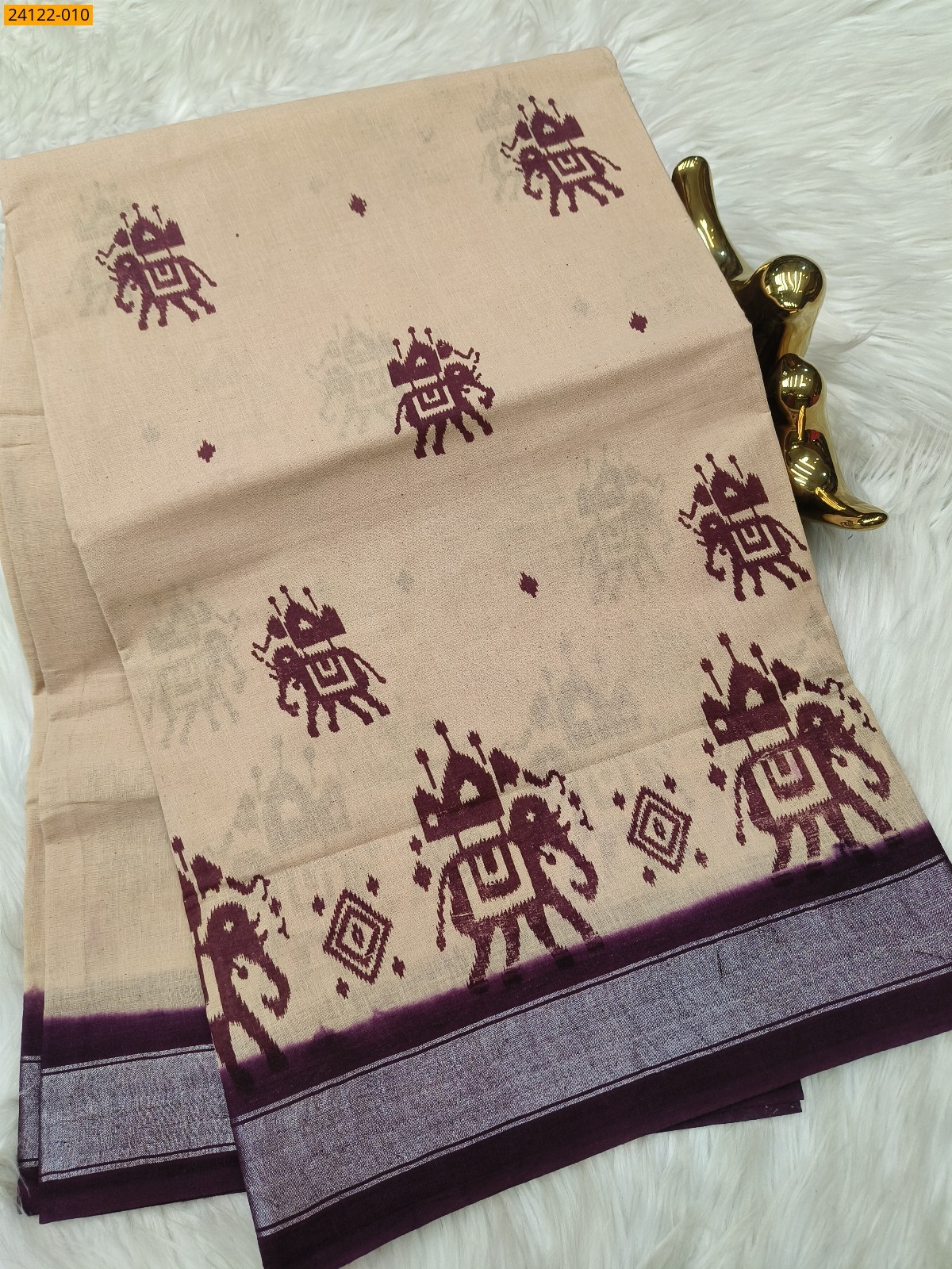 Half white Sungudi cotton printed sarees