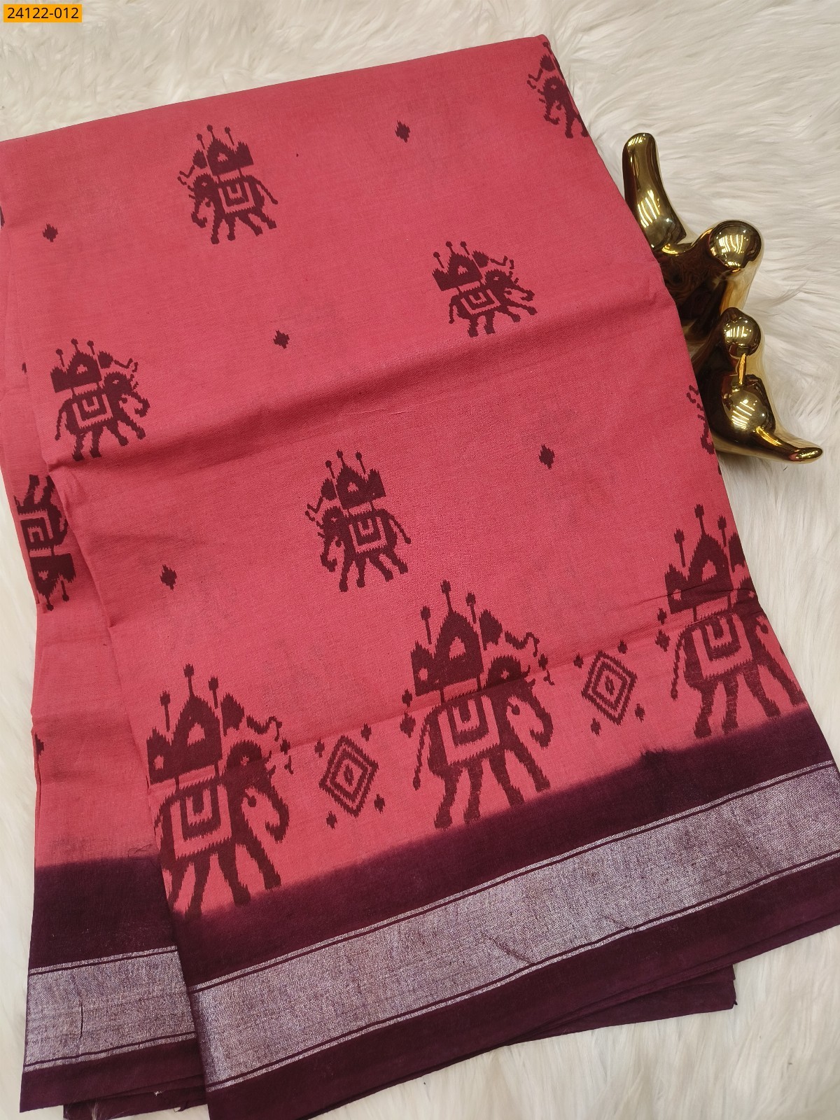 Pink Sungudi cotton printed sarees