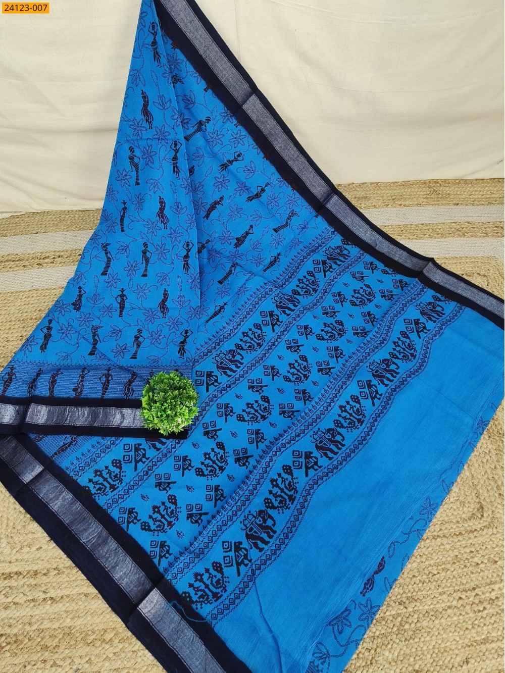 Sky Blue Sungudi cotton printed sarees Sky Blue Sungudi cotton printed sarees