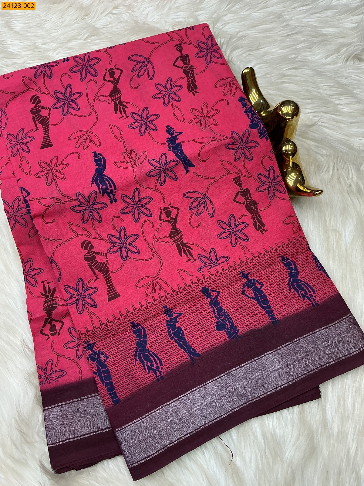 Rose Sungudi cotton printed sarees