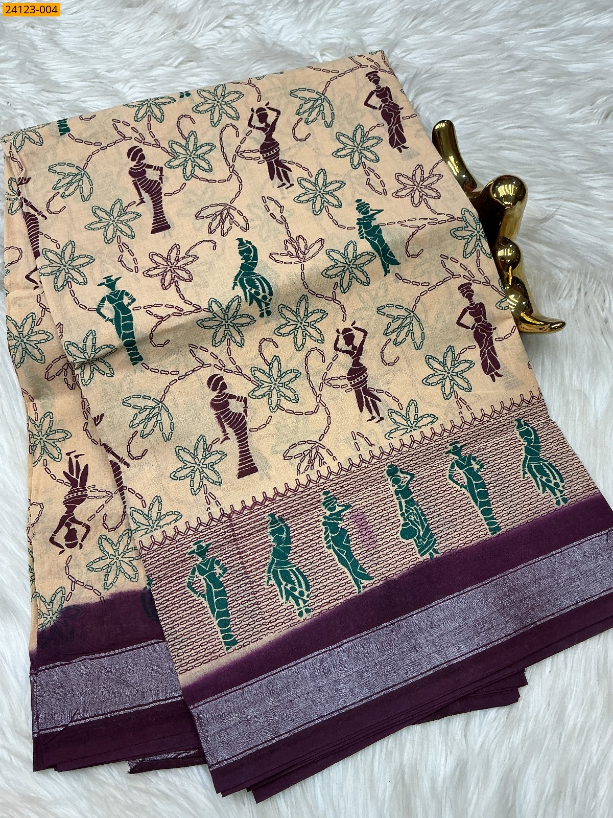 Half white Sungudi cotton printed sarees